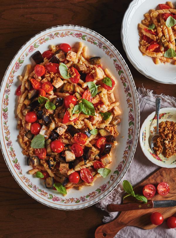 Busiate Pasta with Swordfish and Eggplant (Busiate alla Siciliana con