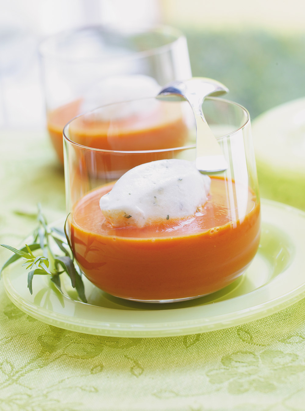 Cream of Tomato Soup with Tarragon Floating Islands