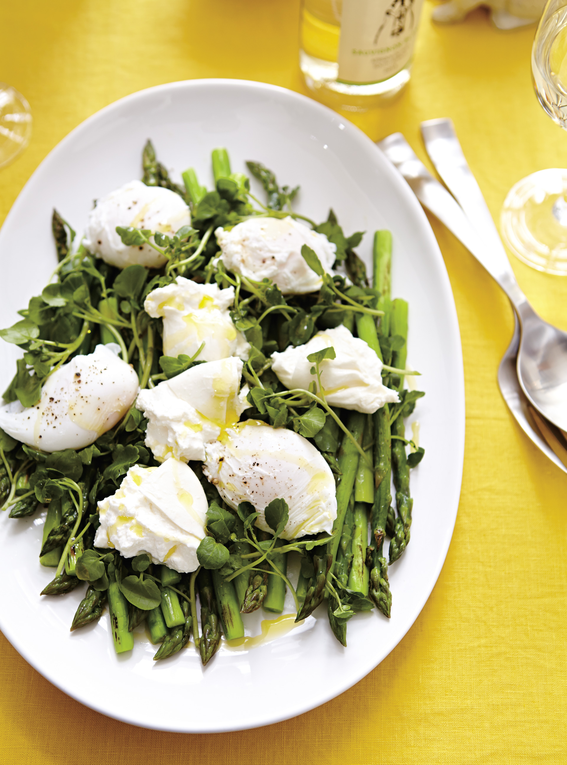Asparagus and Poached Egg Salad with Burrata