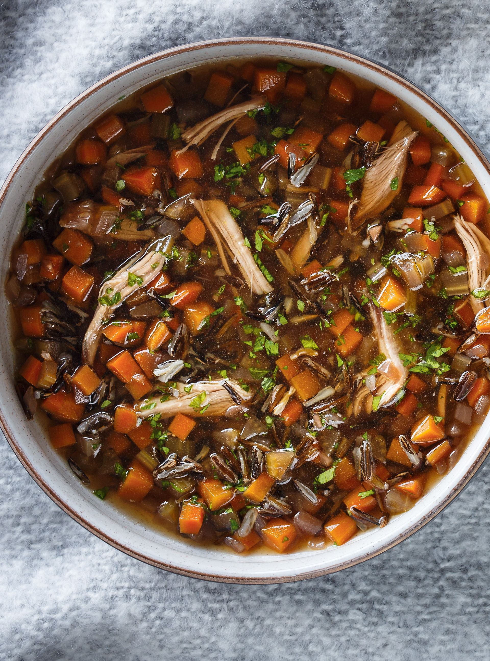 Wild Rice and Duck Confit Soup