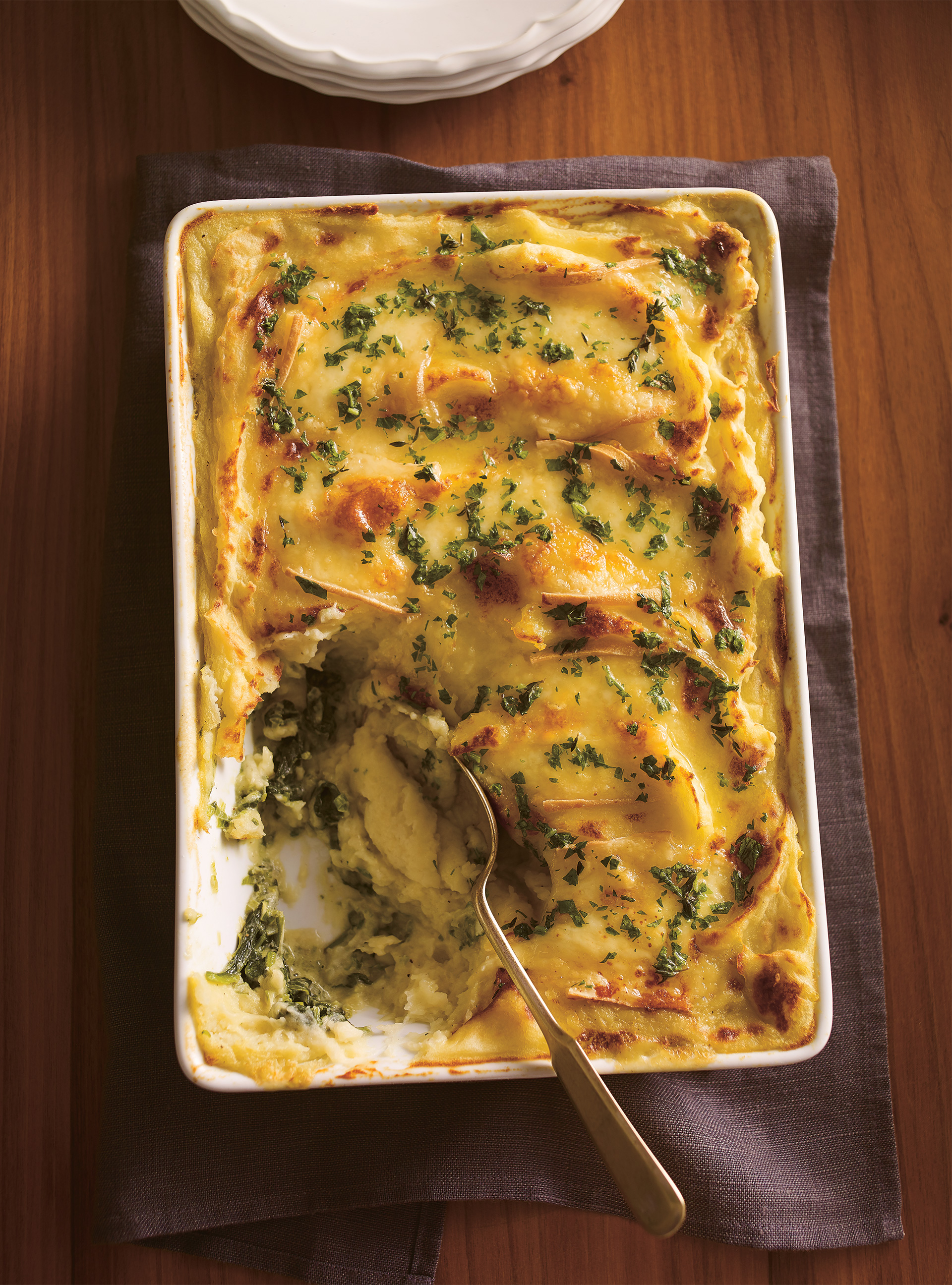Spinach and Mashed Potatoes au Gratin