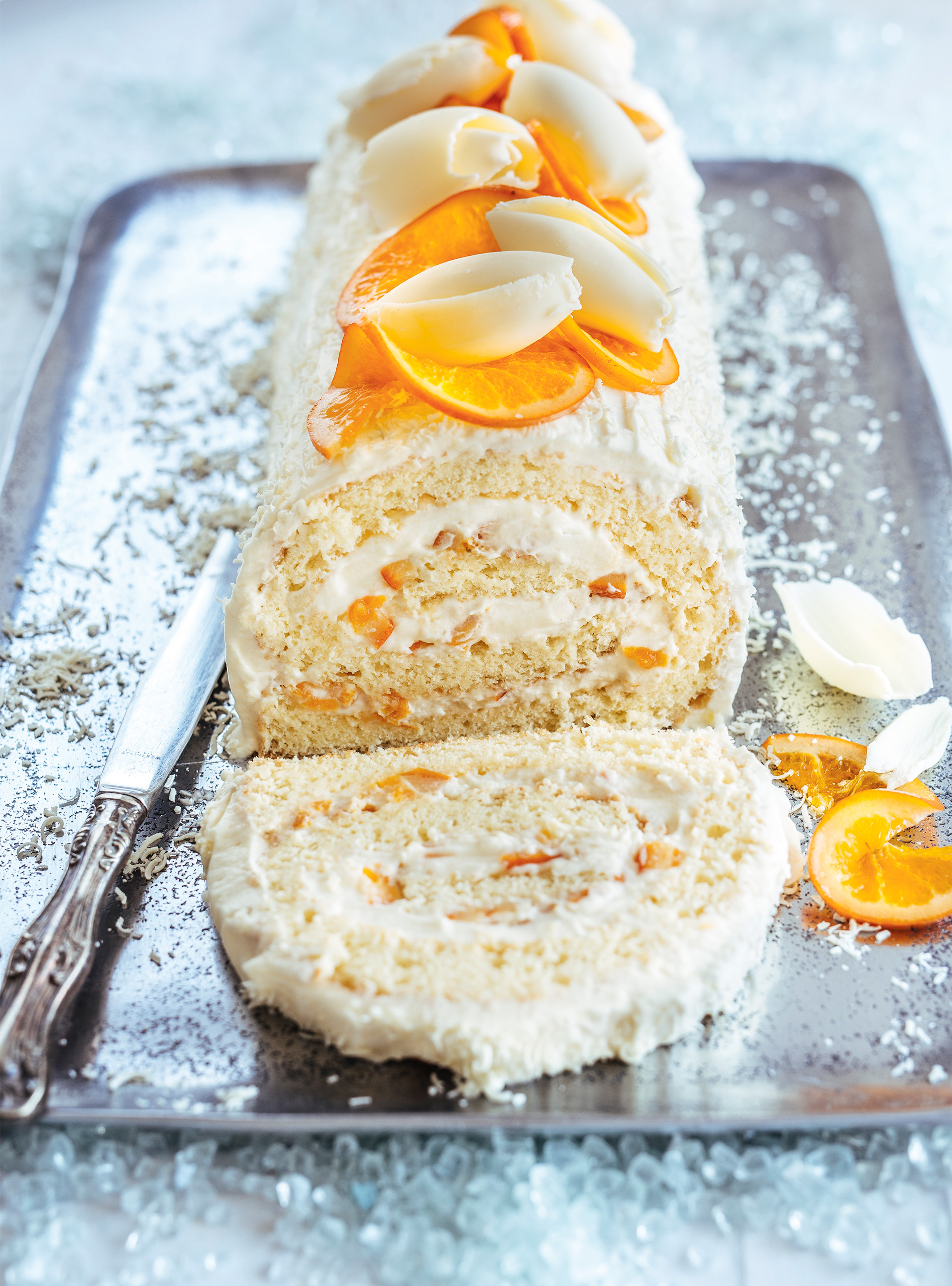 White Chocolate and Clementine Yule Log