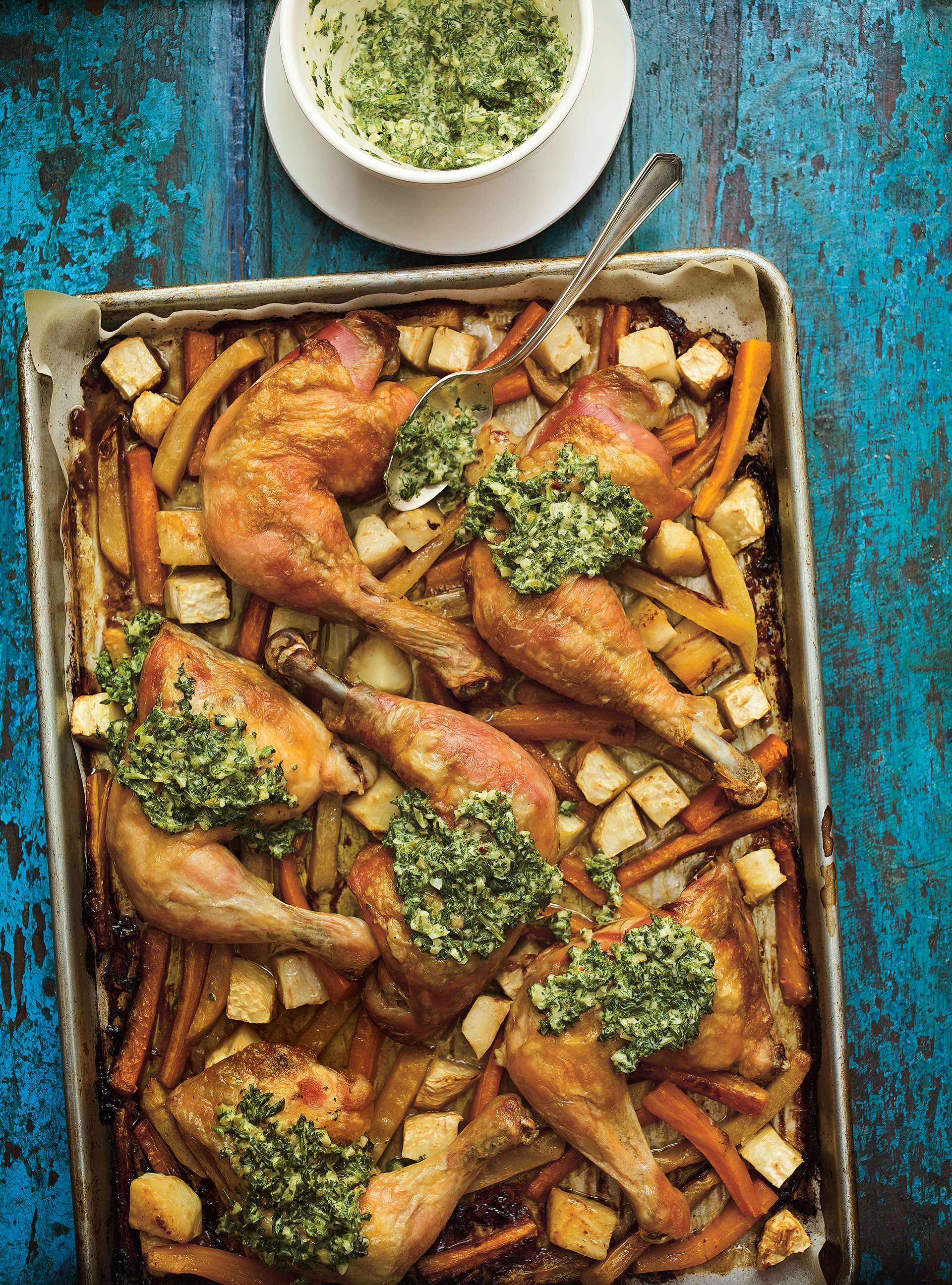 Pickle-Brined Chicken with Herb Sauce