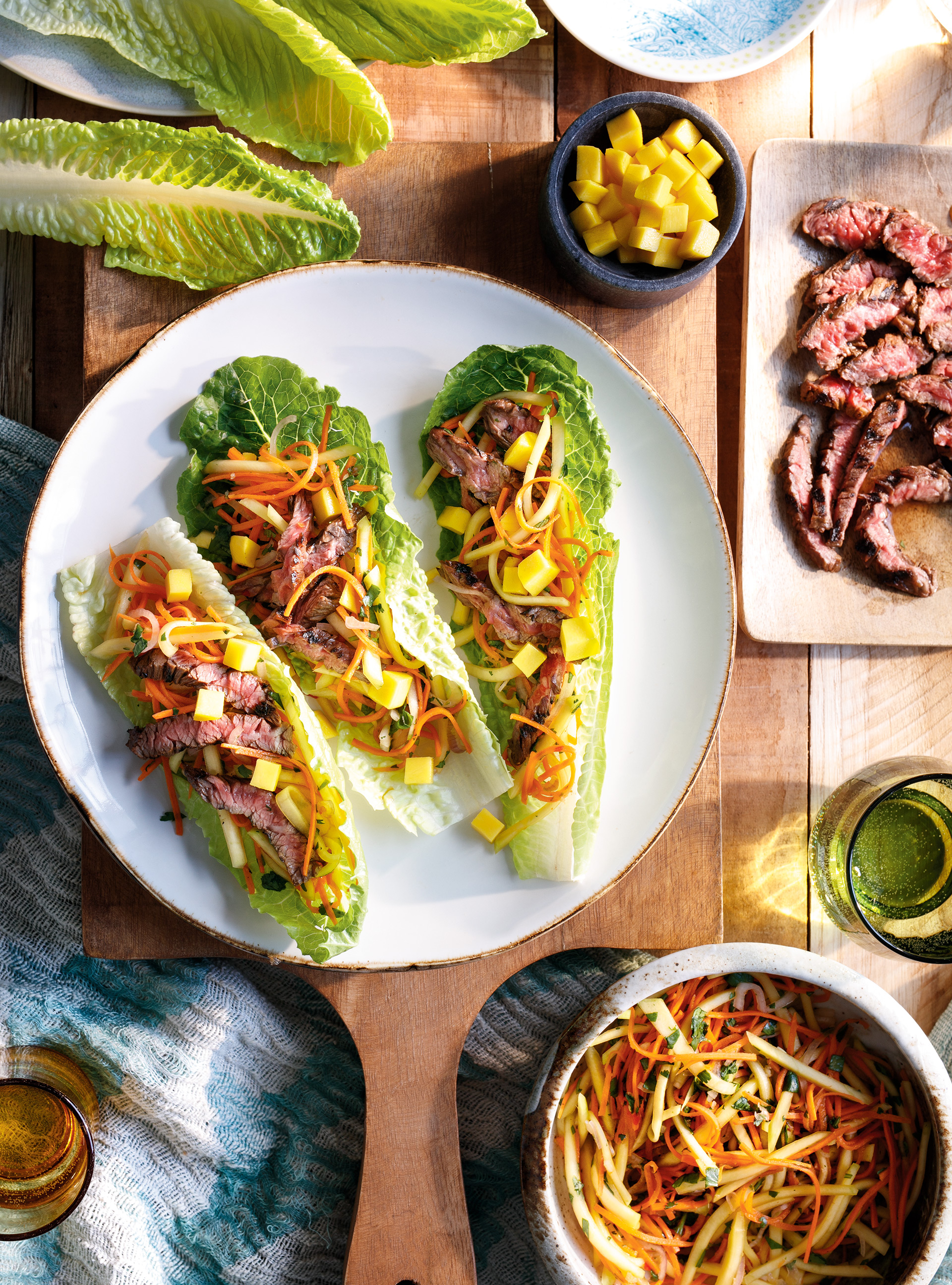Green Mango and Spicy Beef Lettuce Wraps