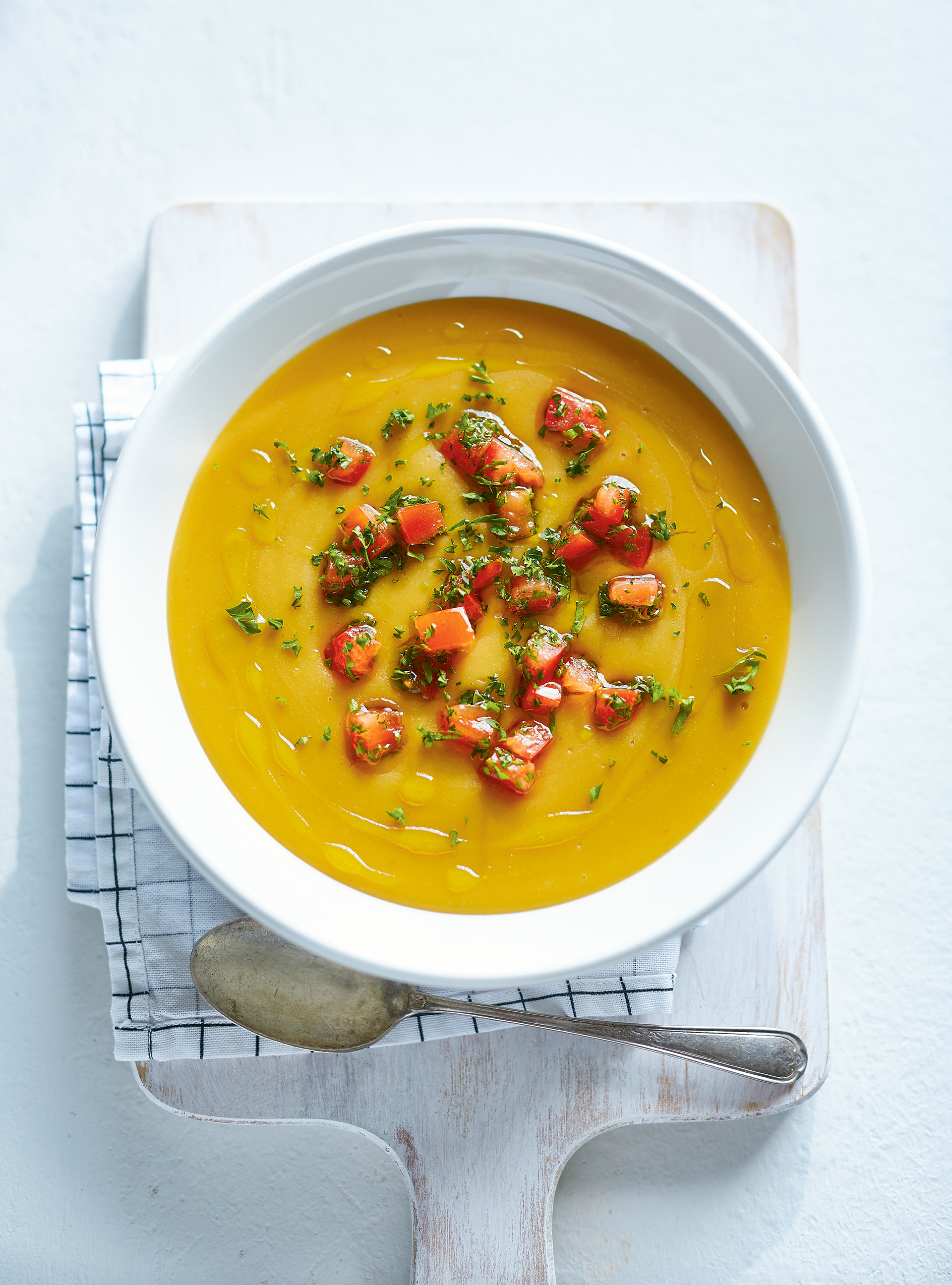 Yellow Split Pea Soup with Tomatoes
