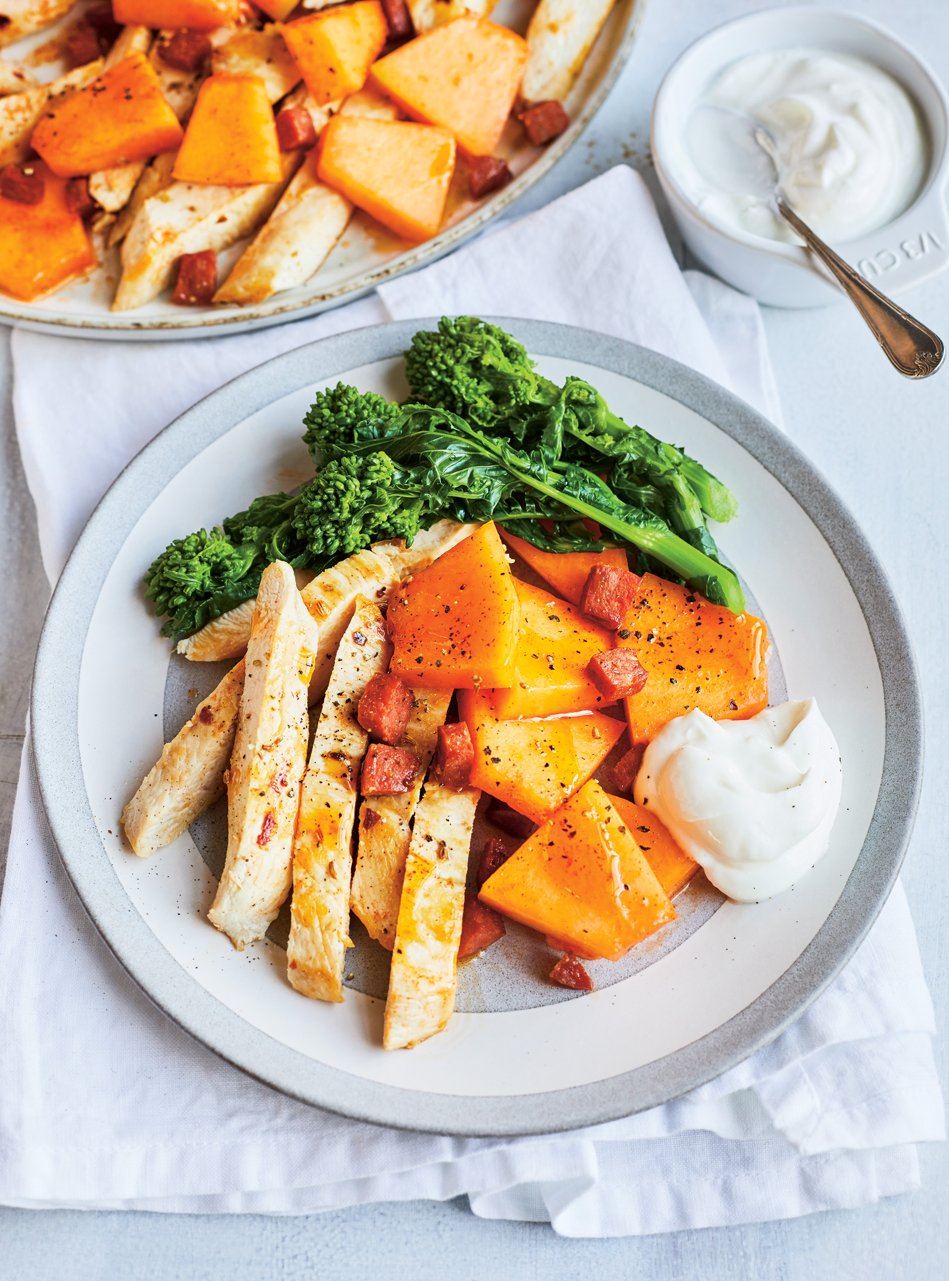 Spicy Chicken with Cantaloupe and Chorizo