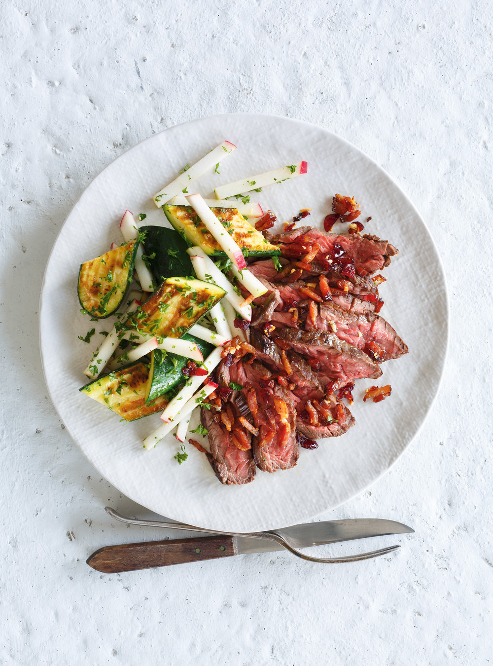 Grilled Beef with Cranberries and Roasted Zucchini
