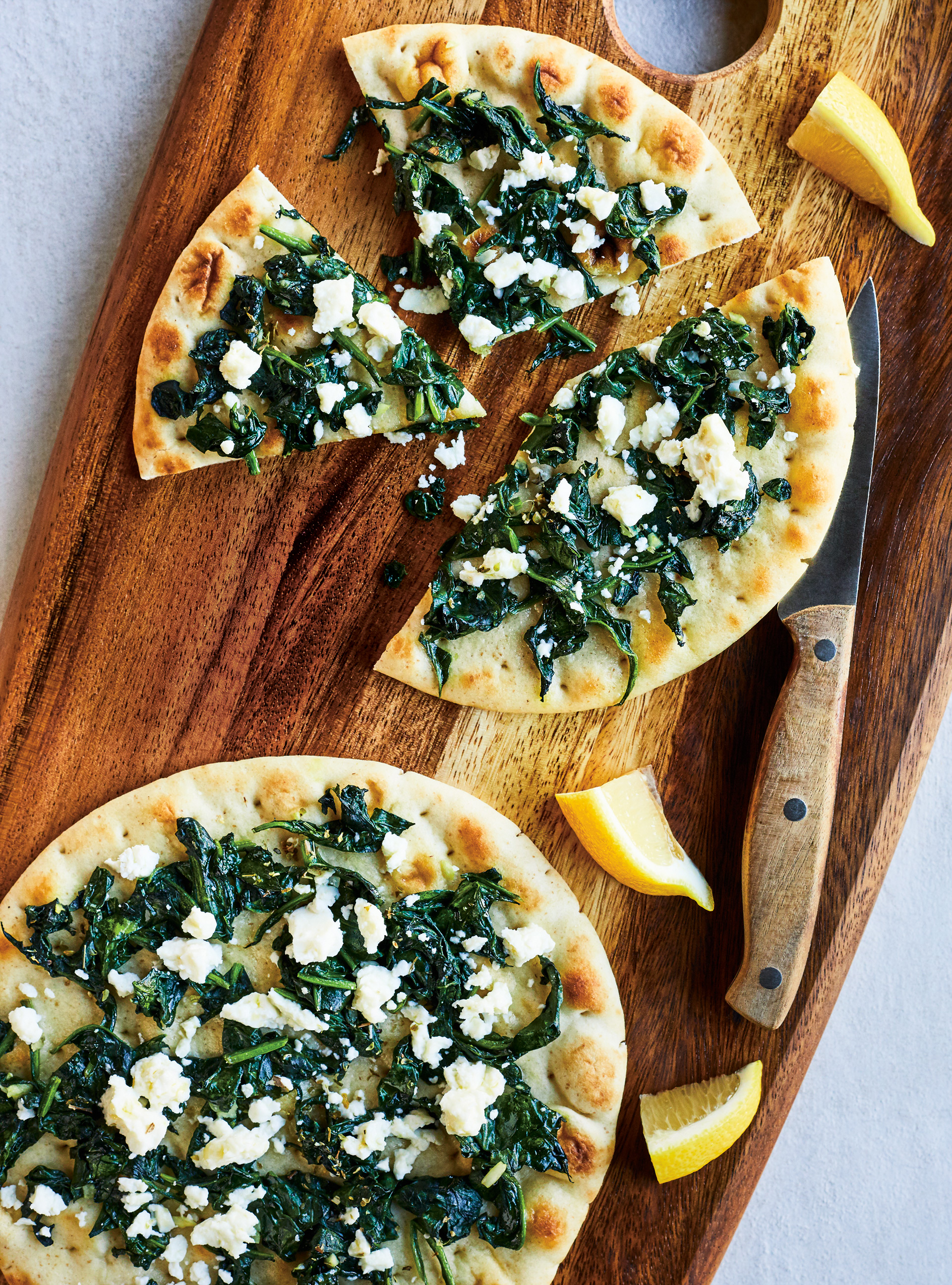 Flatbread Pizzas with Spinach and Feta