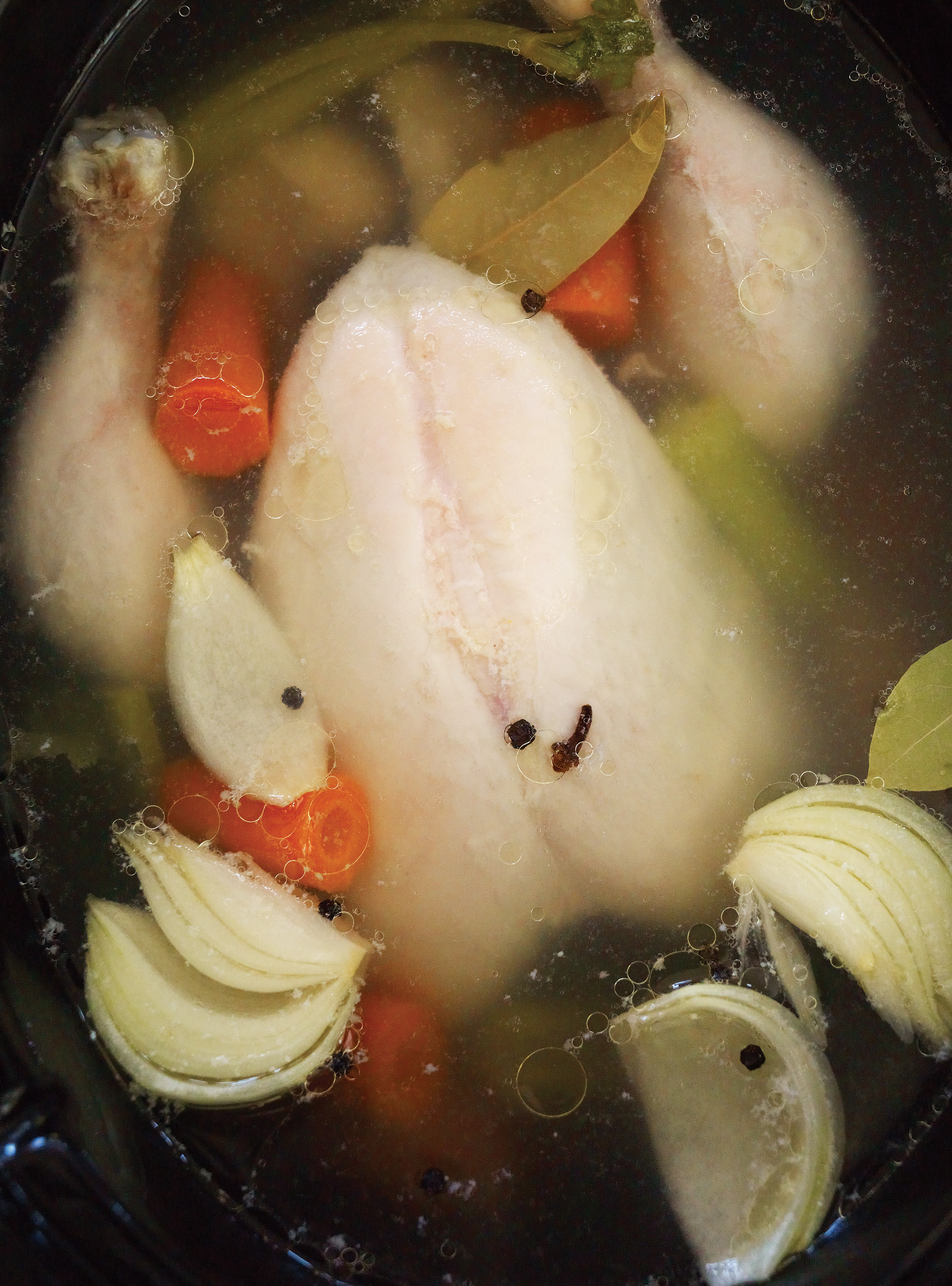 Pressure Cooker Whole Poached Chicken and Chicken Broth