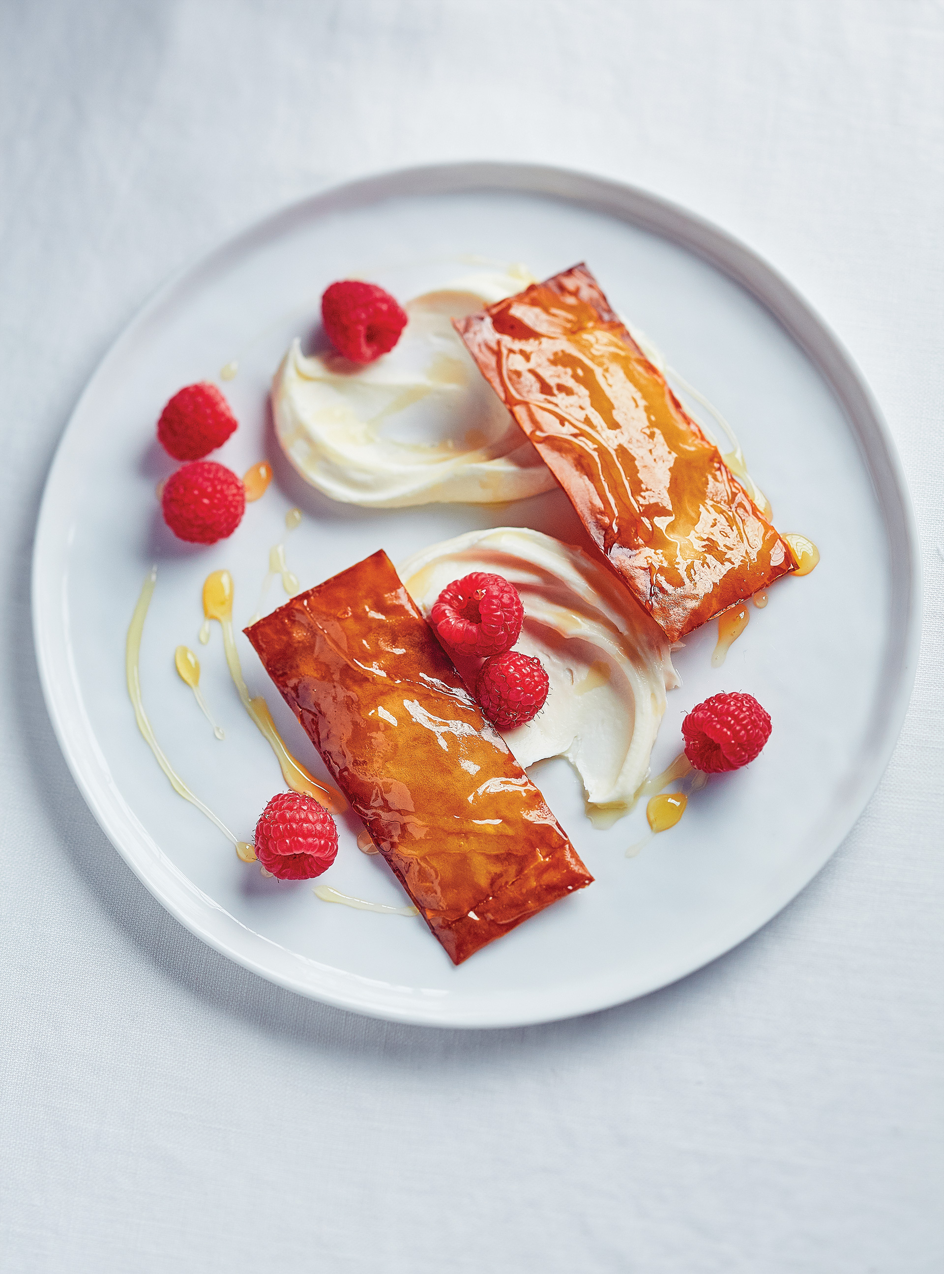 Raspberry and Mascarpone with Phyllo Puffs