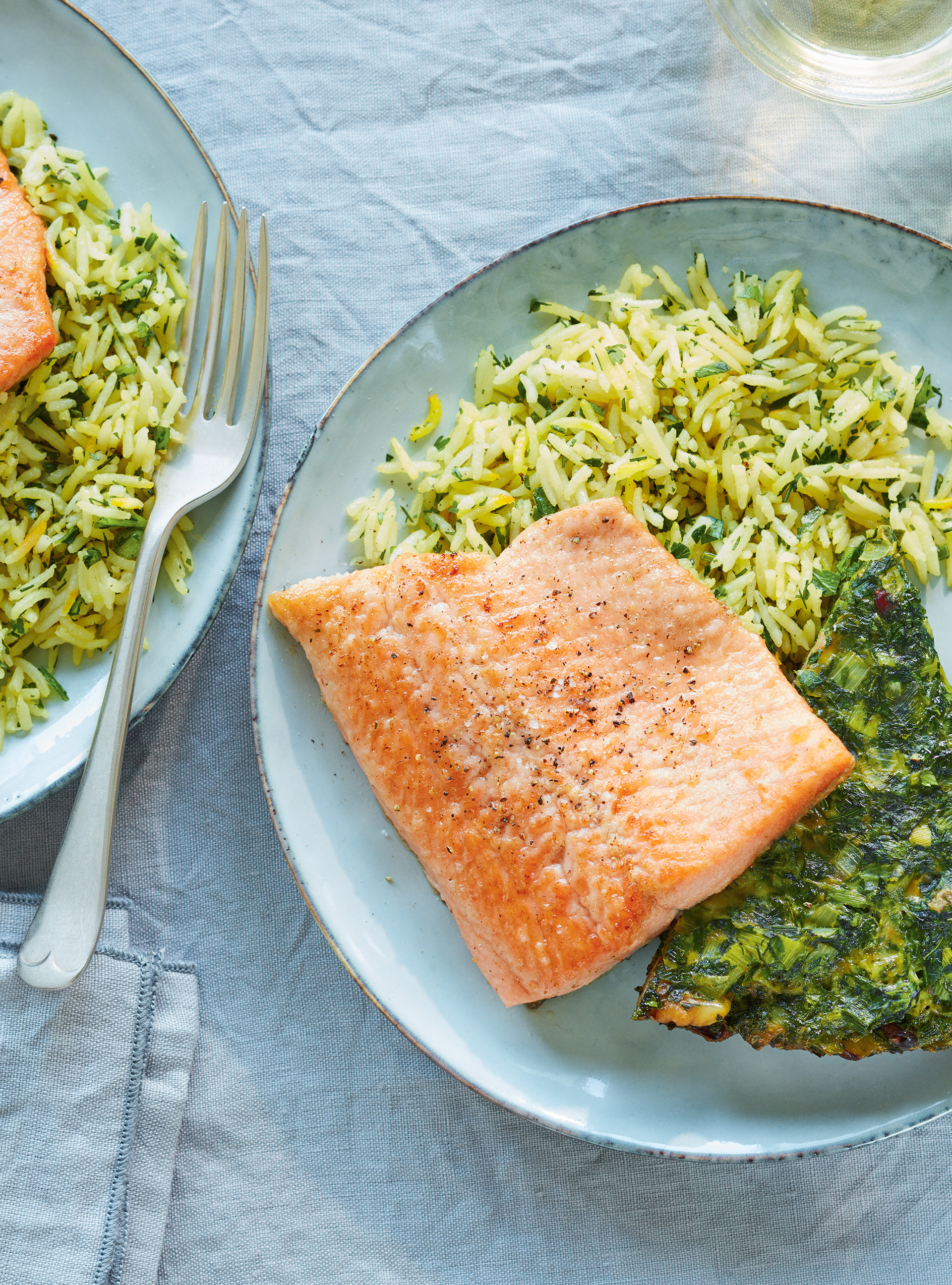 Herbed Rice with Pan-Fried Trout
