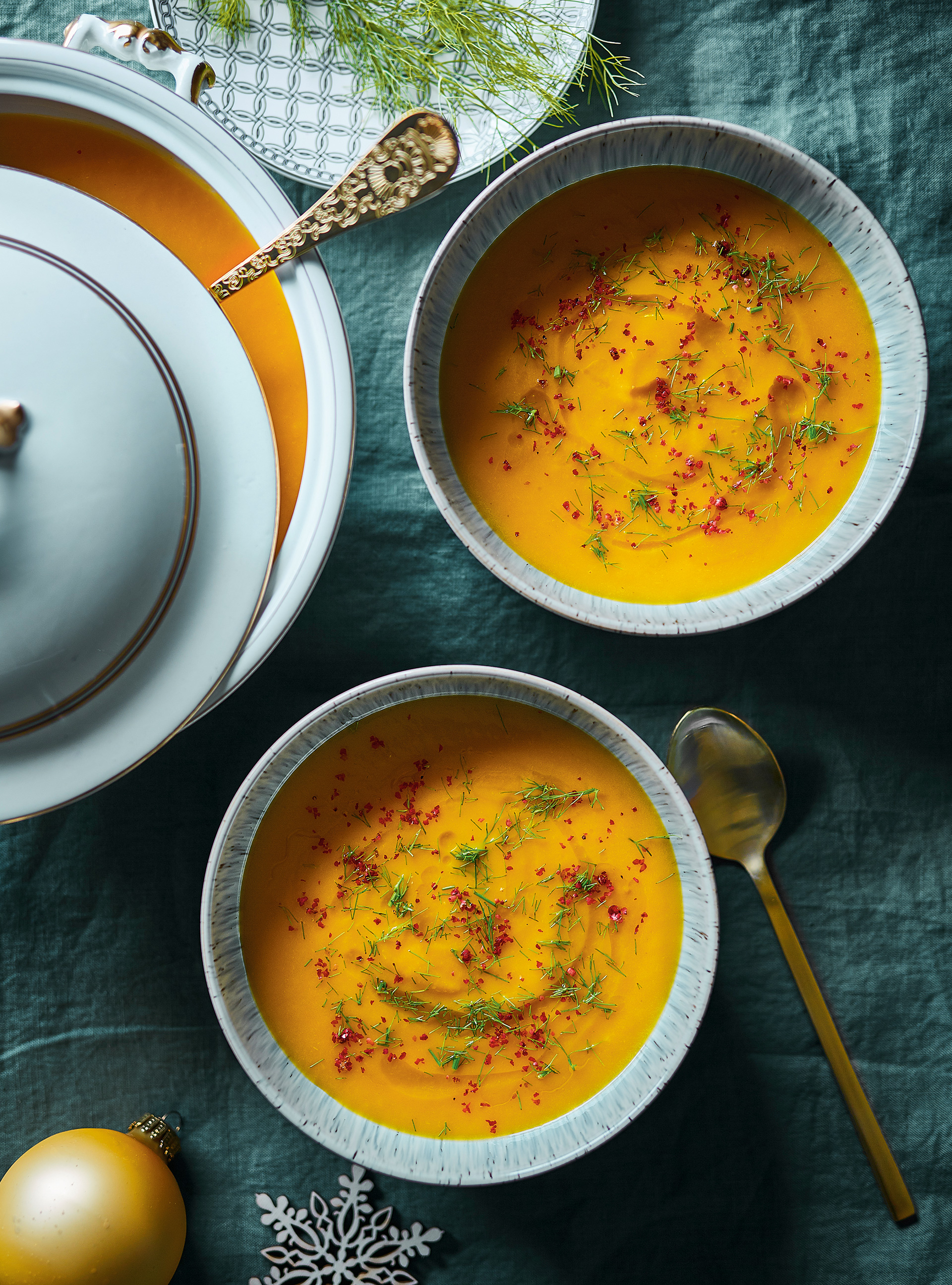 Cream of Squash and Fennel Soup with Pink Peppercorn