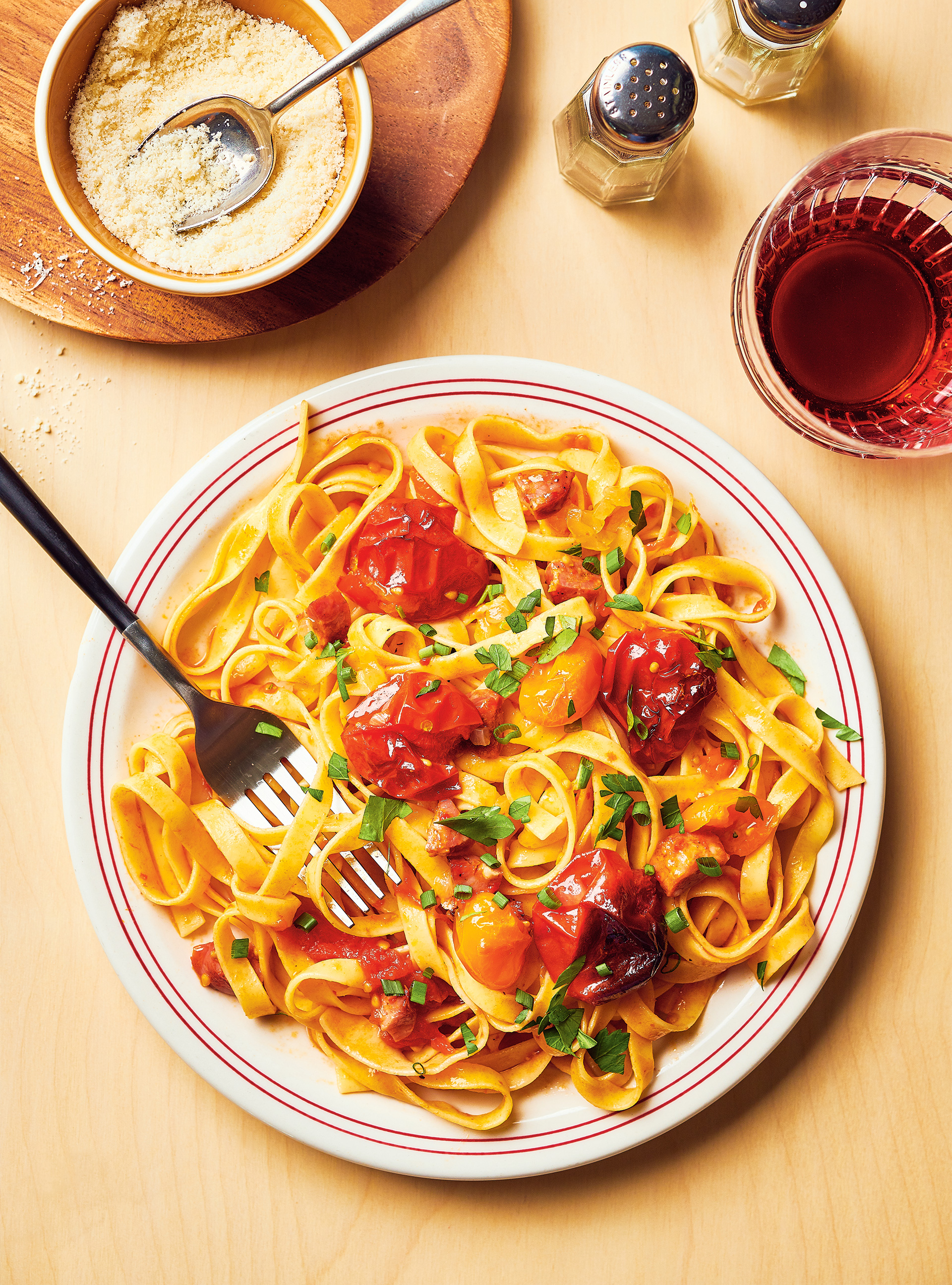 Pasta with Confit Tomato and Chorizo