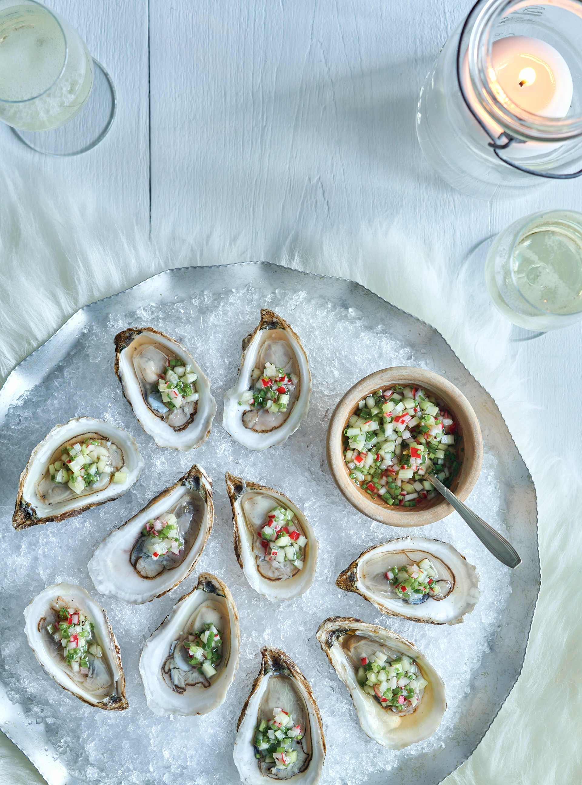 Oysters with Maple-Vegetable Mignonette