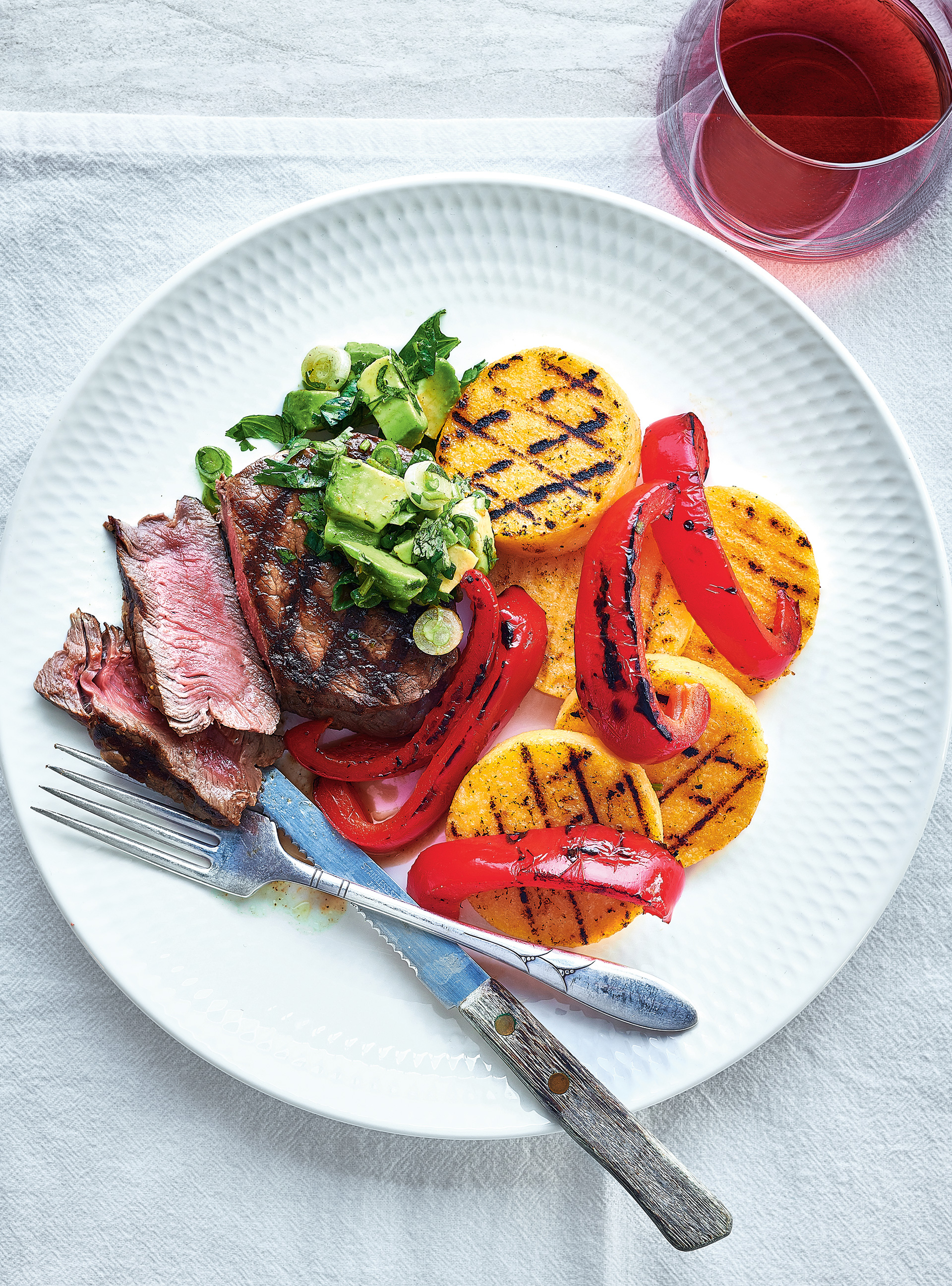 Top Sirloin Steak with Bell Peppers and Avocado Salsa