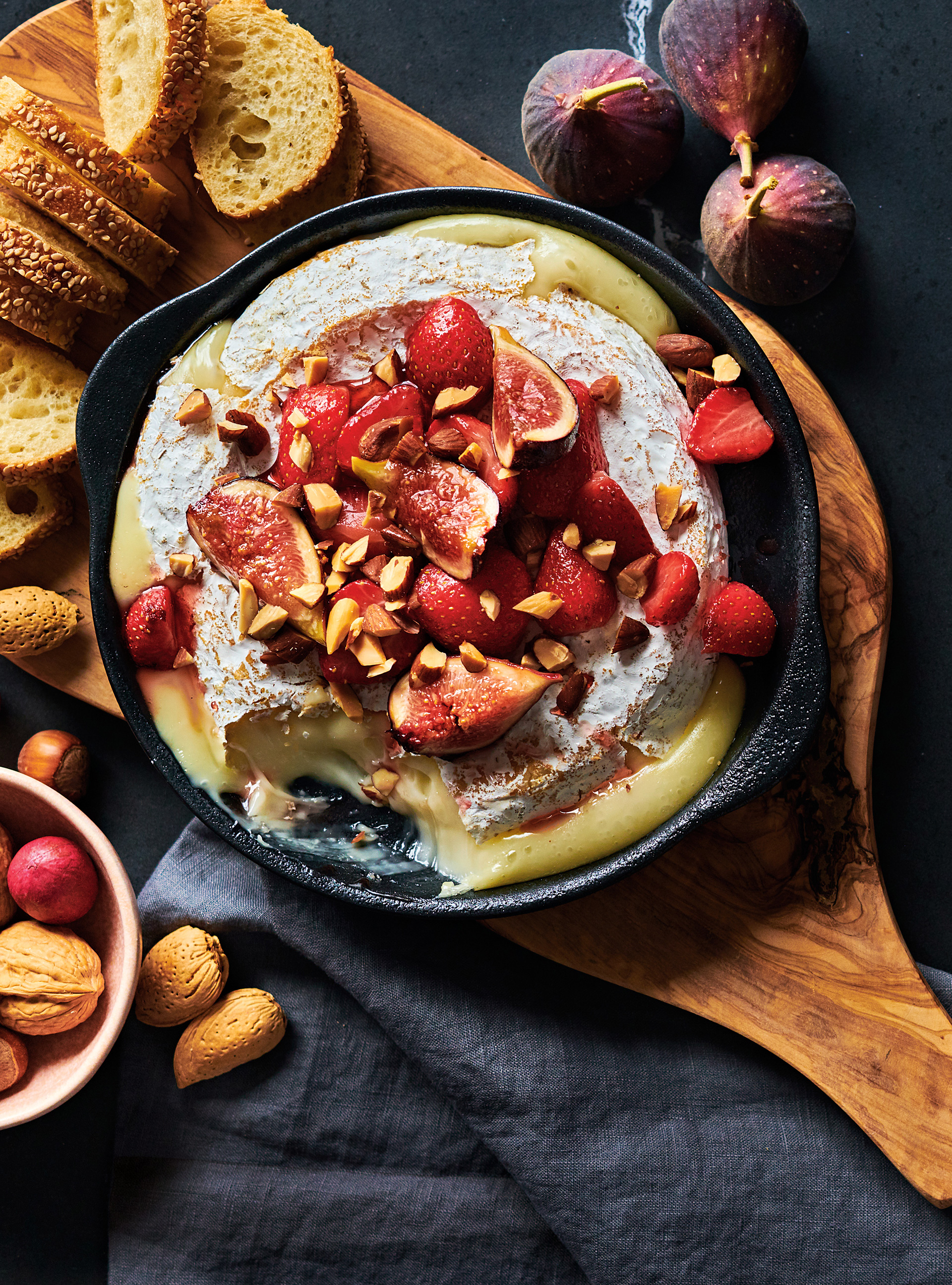Warm Brie with Strawberries, Figs and Almonds