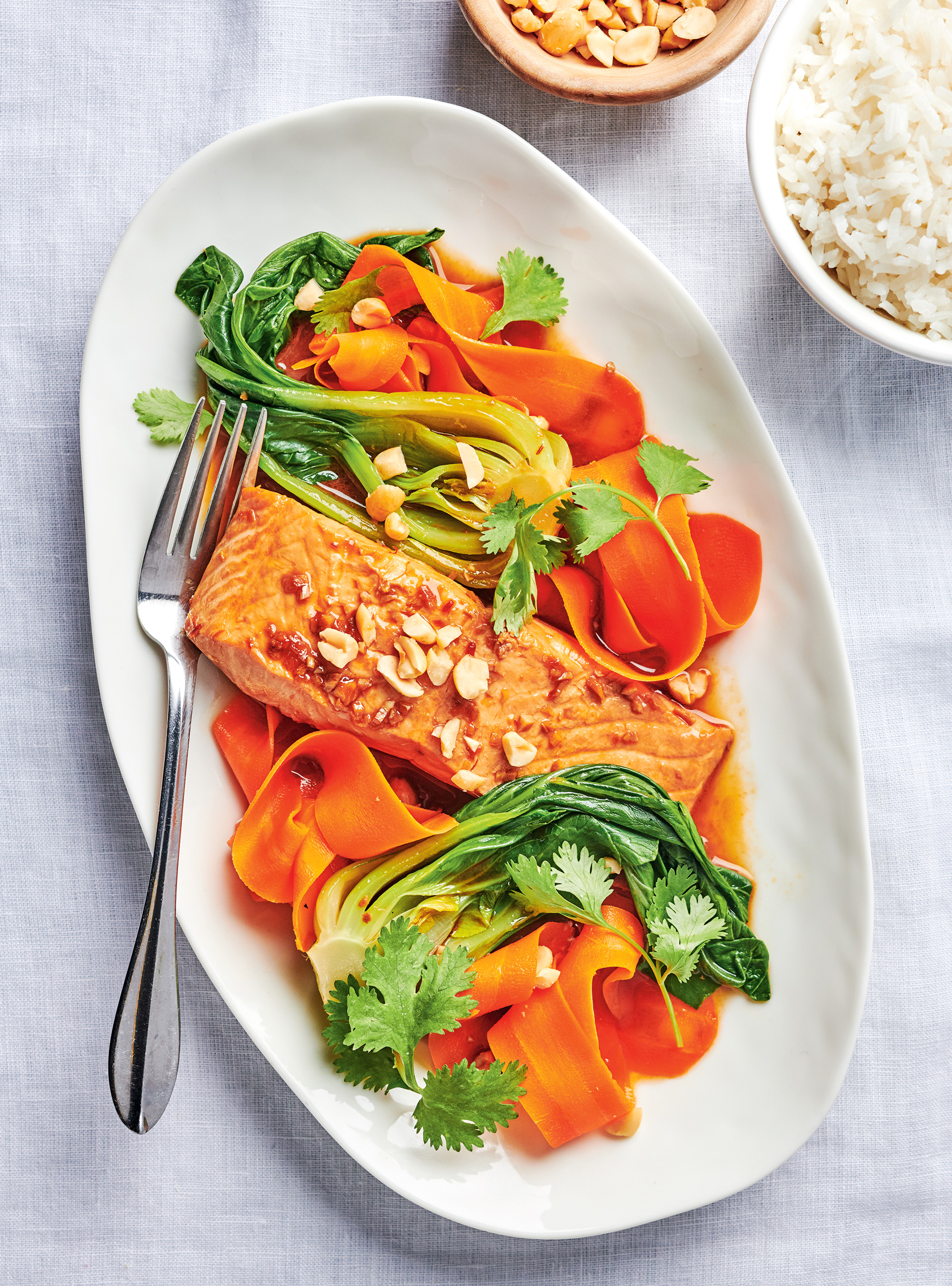 Ginger-Glazed Salmon with Bok Choy and Carrots