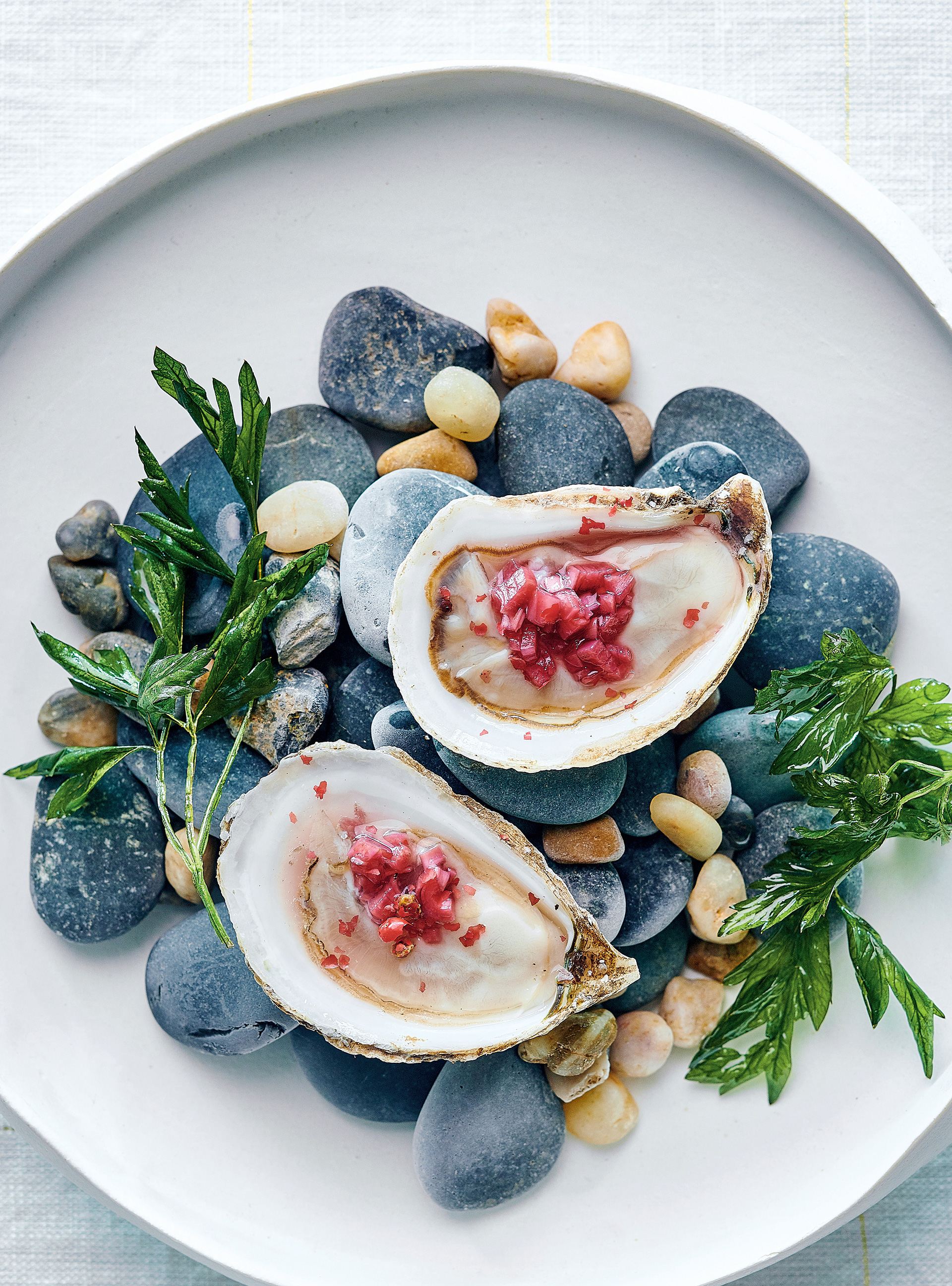 Oysters with Pomegranate and Pink Pepper Mignonnette