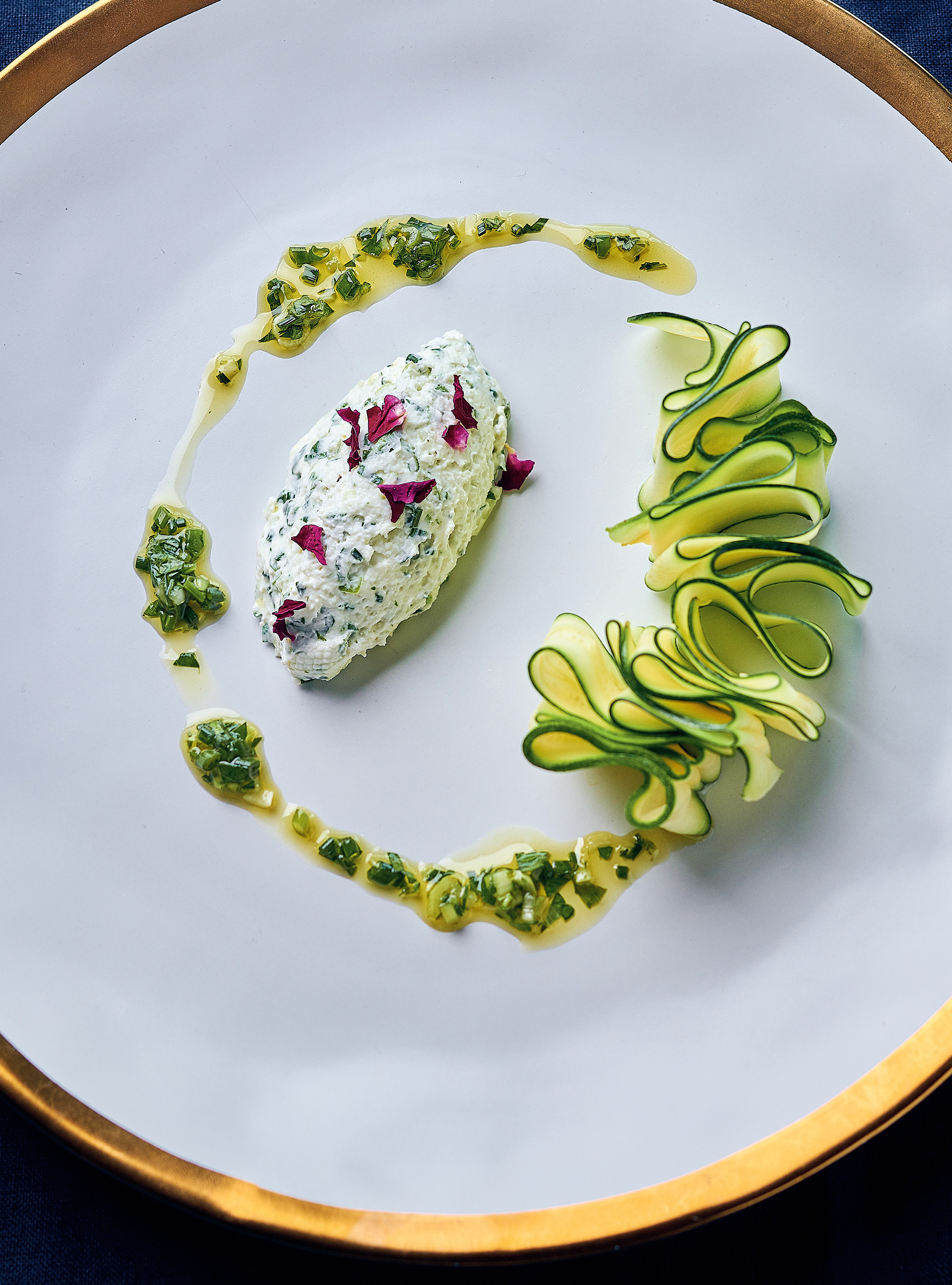 Cheese and Fresh Herb Mousse with Zucchini Ribbons