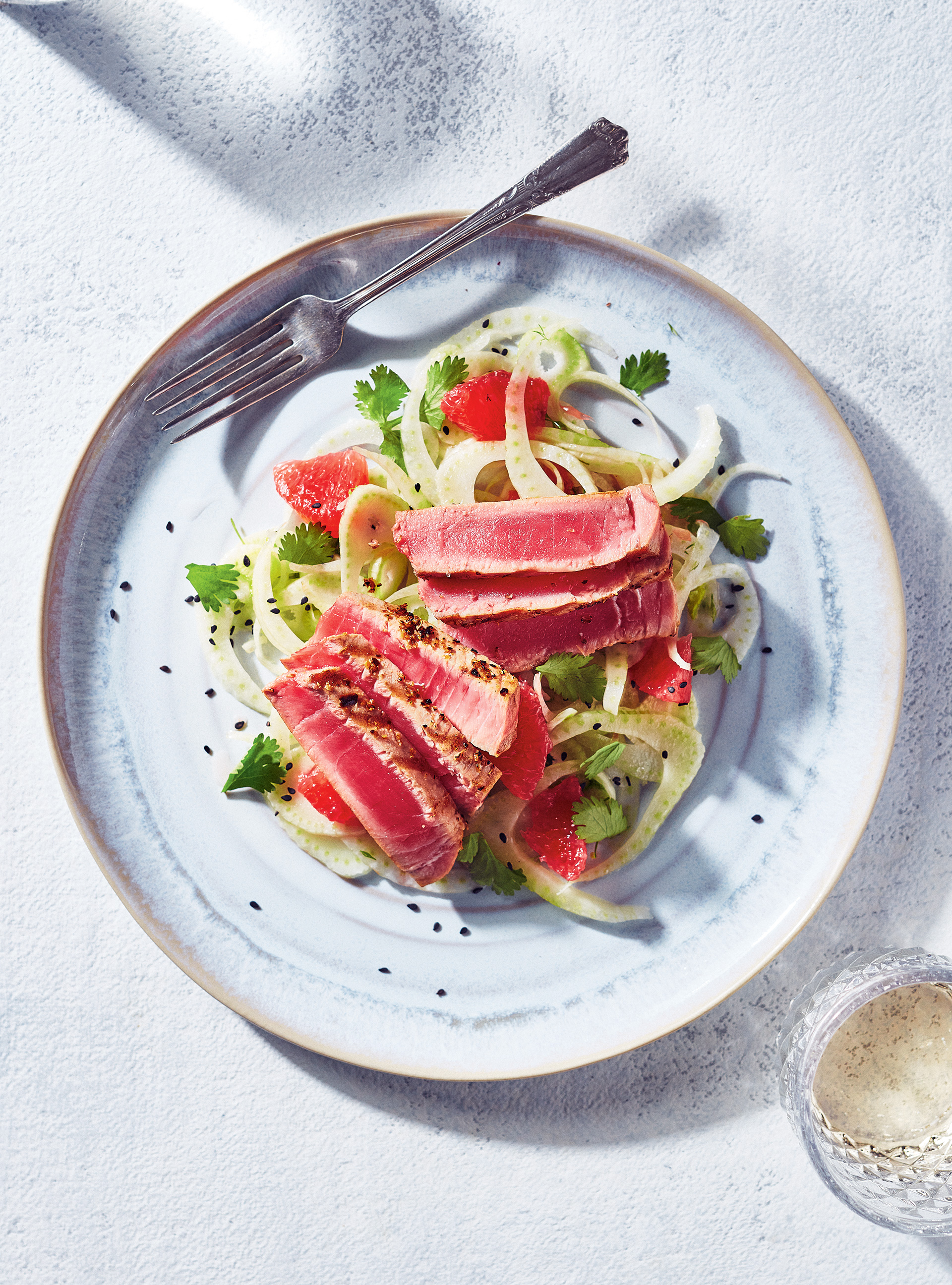 Sous Vide Tuna Confit with Fennel and Grapefruit Salad