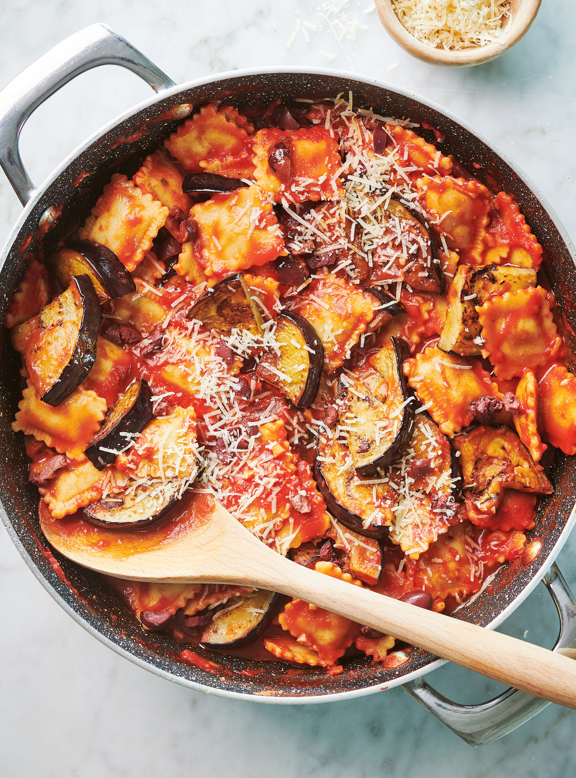 Ravioli in Tomato and Eggplant Sauce