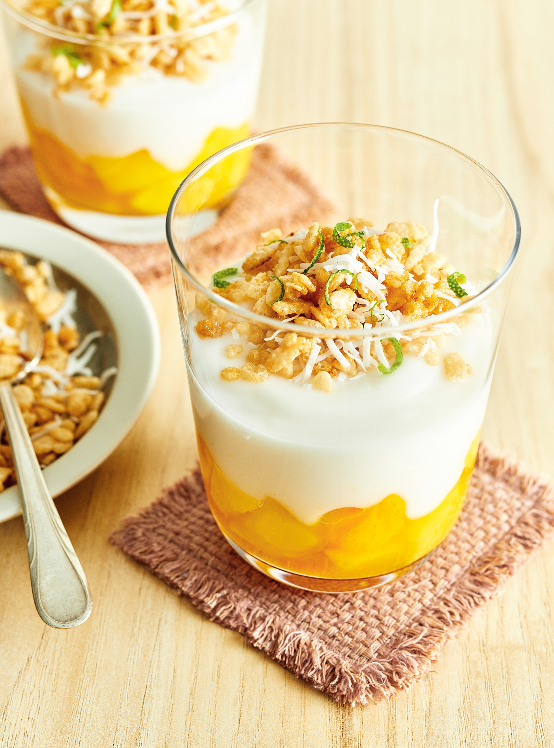 Coconut-Mango Breakfast Parfaits with Rice Cereal