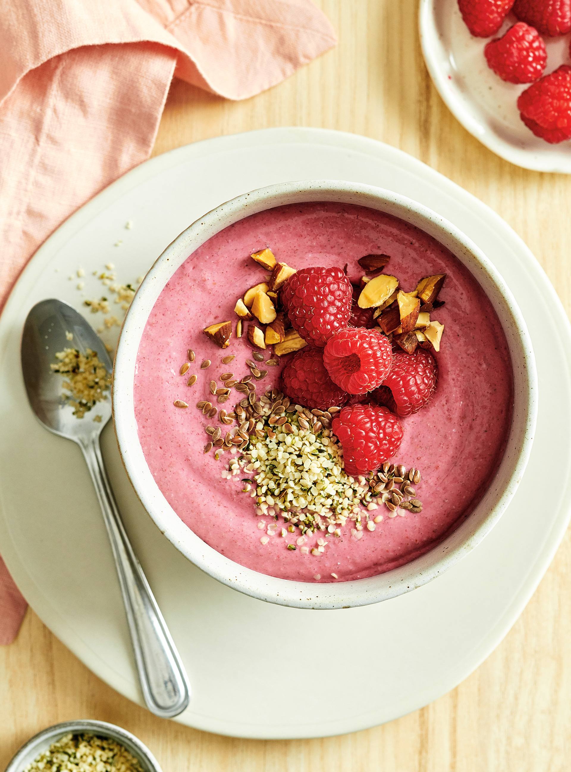 Raspberry and Almond Smoothie Bowls