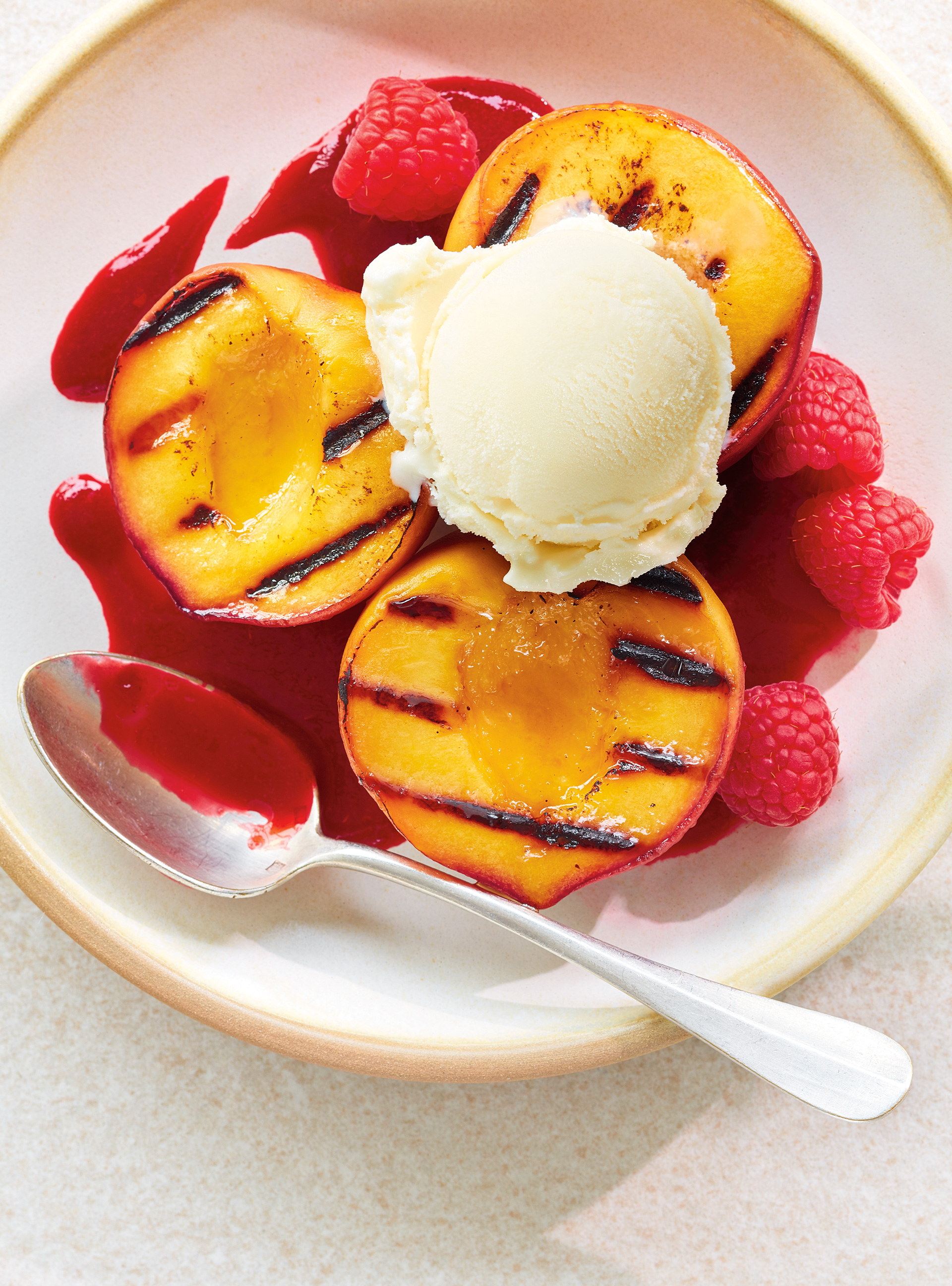 Grilled Peaches with Raspberry Coulis