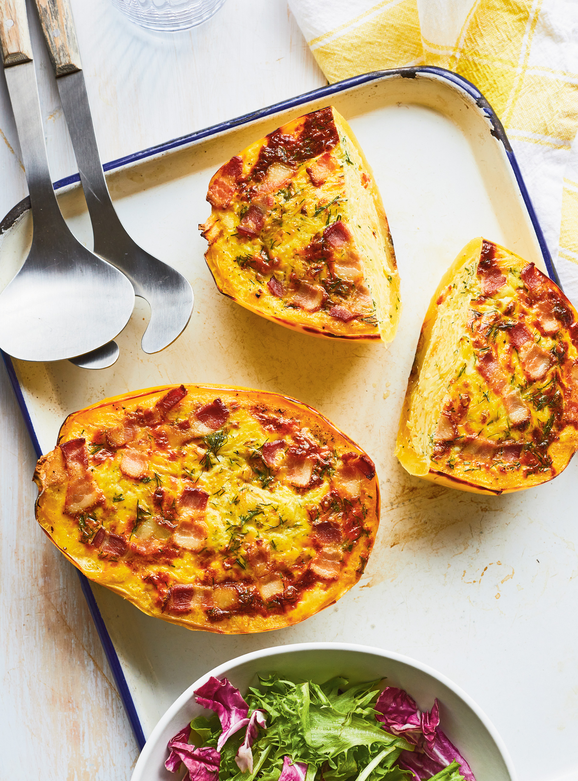 Grilled Spaghetti Squash Quiche with Bacon and Dill