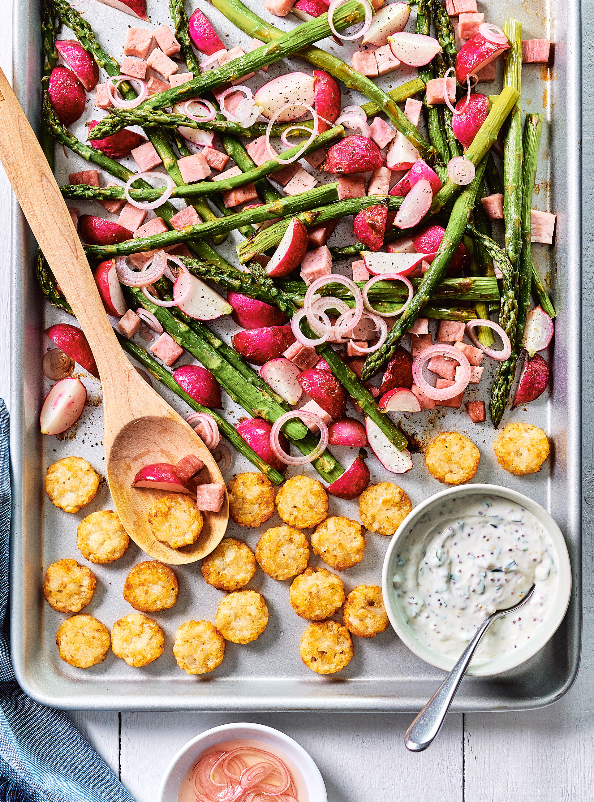 Sheet-Pan Potatoes with Vegetables and Ham