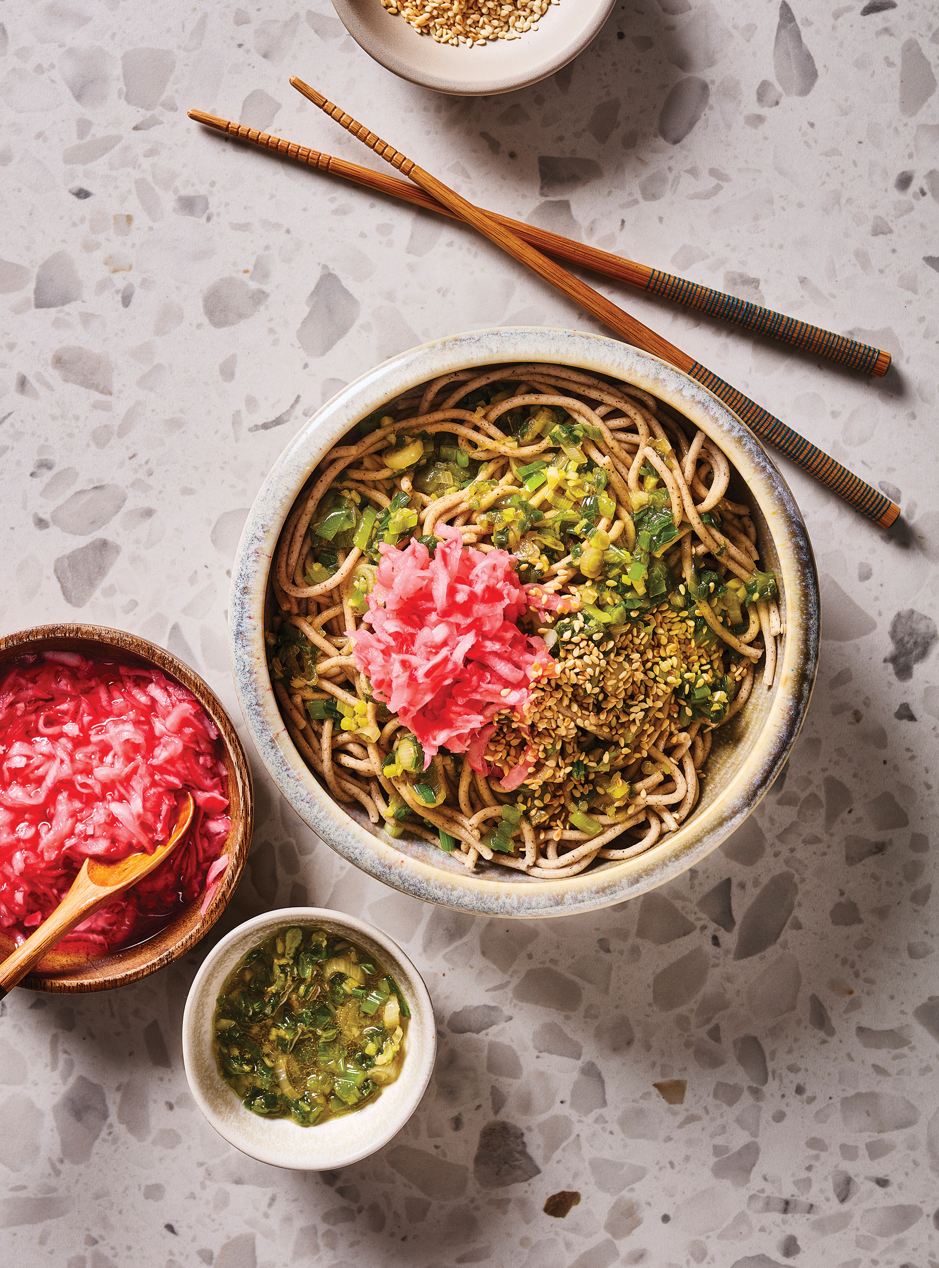 Soba Noodles with Green Onion Sauce