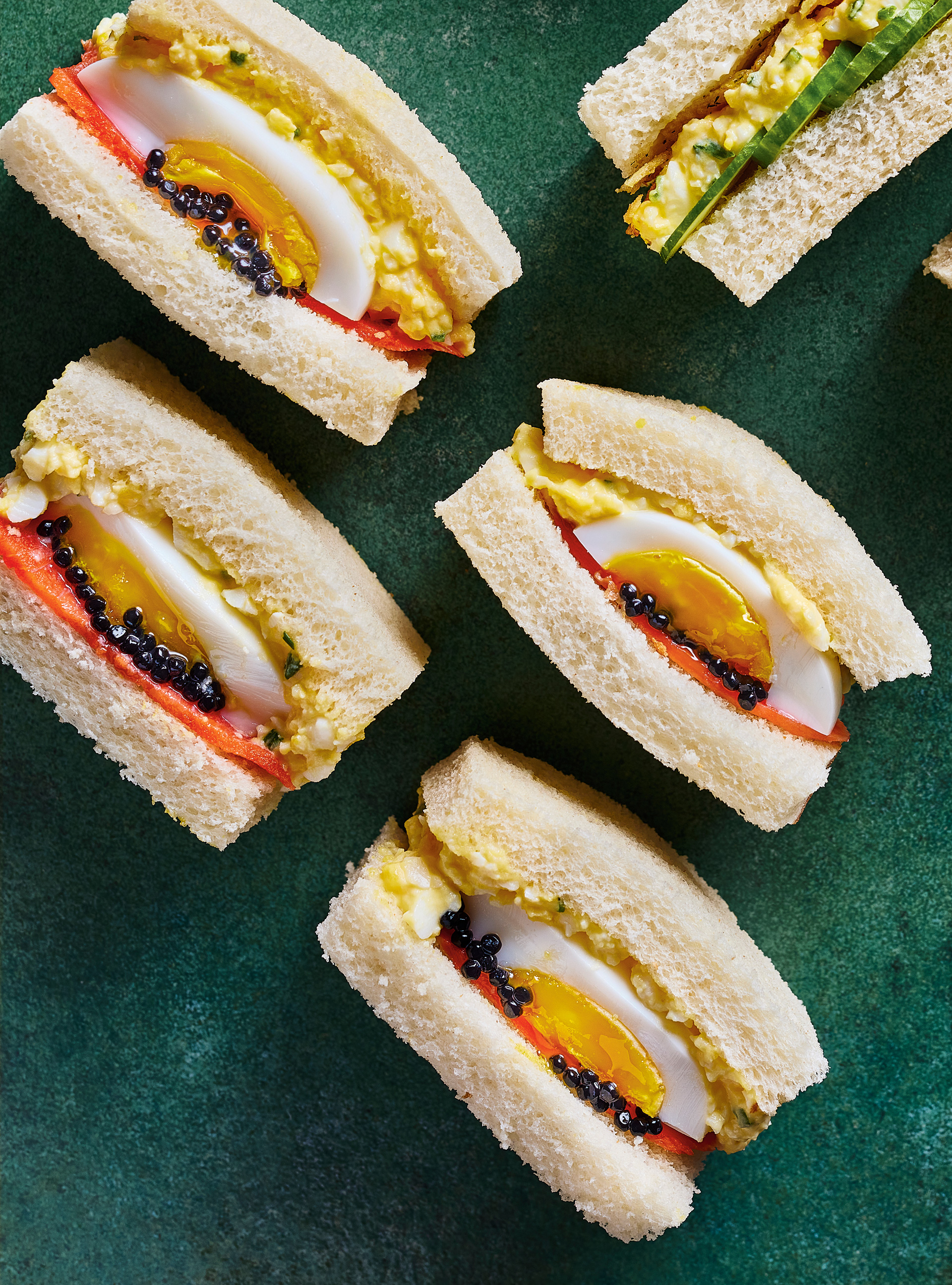 Egg, Smoked Salmon and Fish Roe Sandwiches