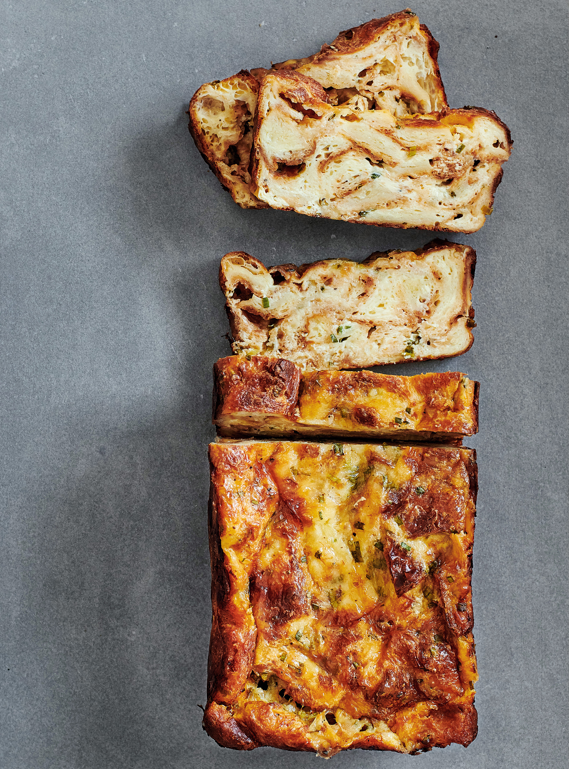 Savoury Croissant and Cheese Bread Pudding