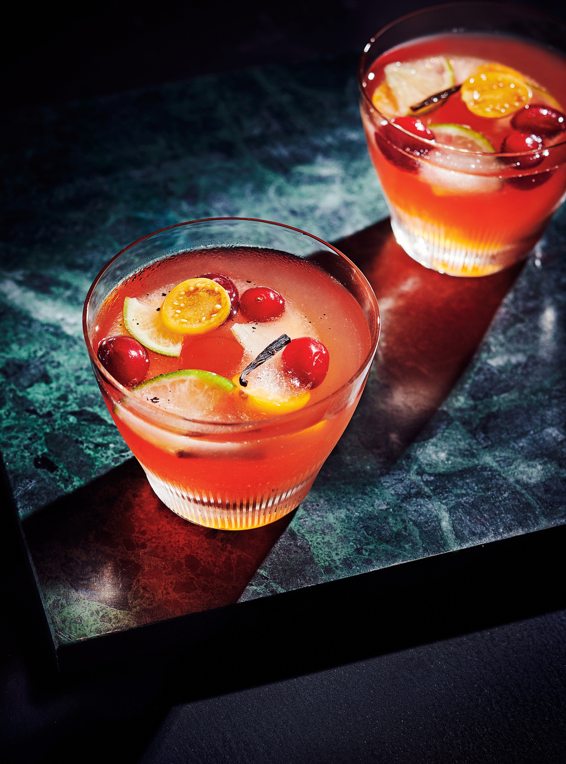 Clementine Rum Punch with Flavoured Ice Rings