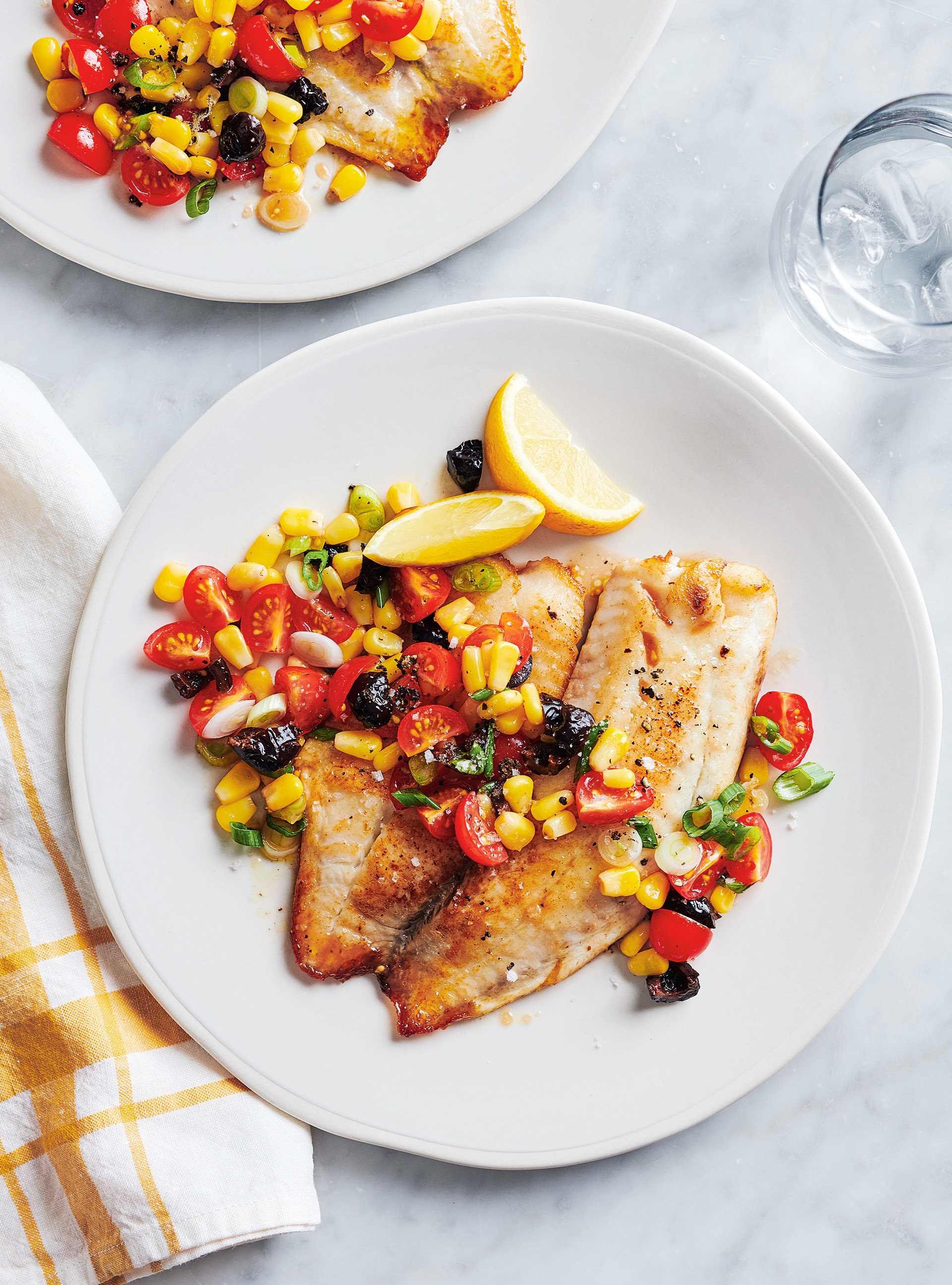Seared Tilapia with Corn and Cherry Tomato Salad
