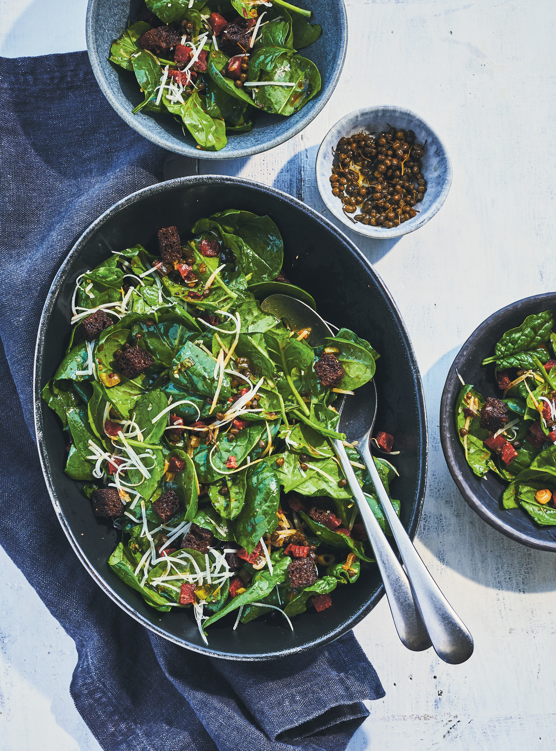 Spinach Salad with Warm Green Onion Dressing