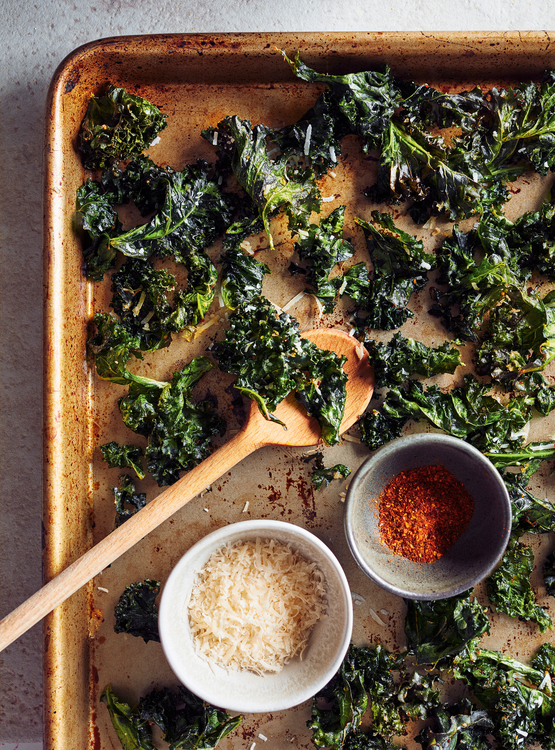 Spicy Kale Chips with Parmesan