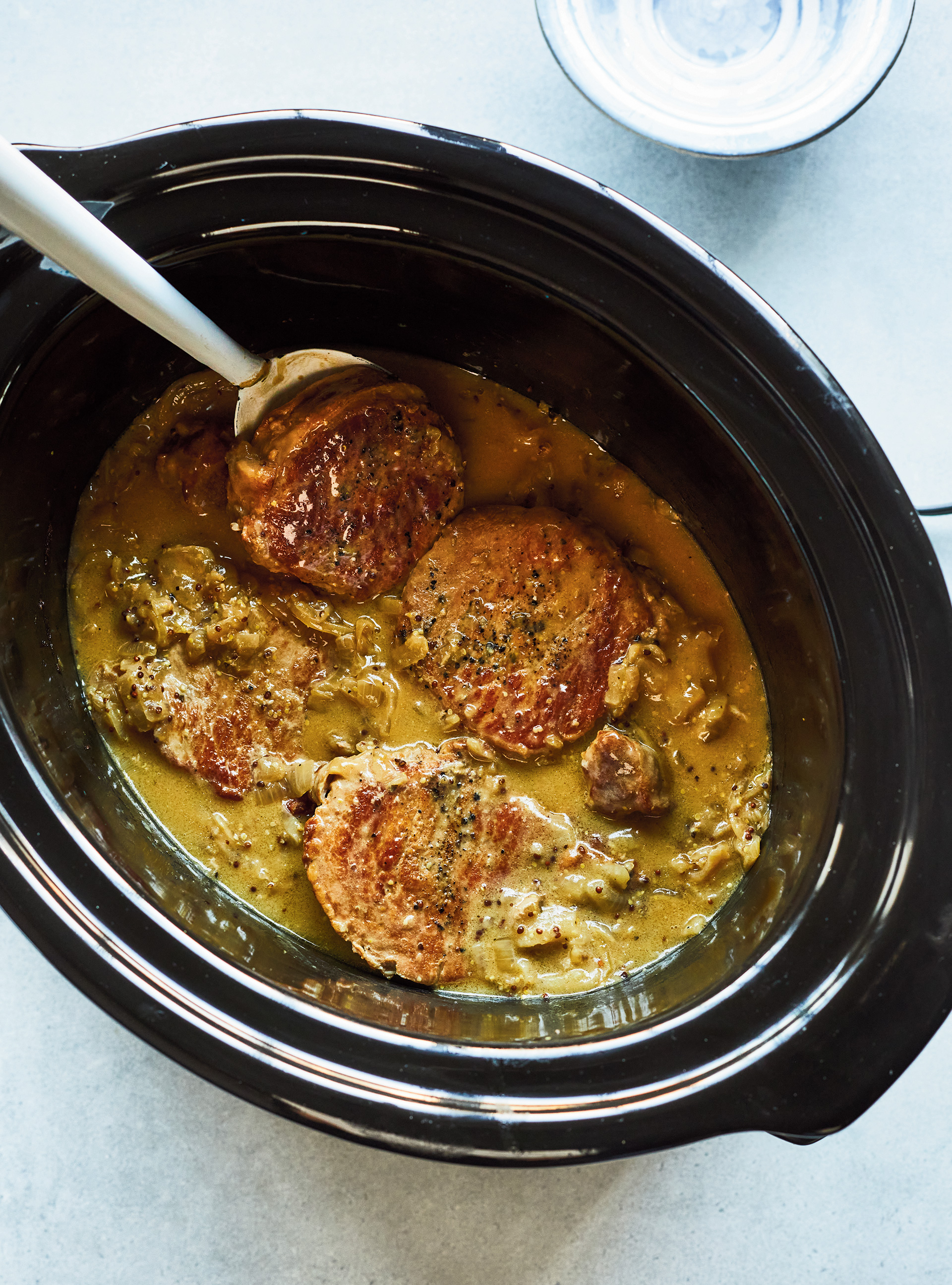 Slow Cooker Pork Chops with Mustard Sauce