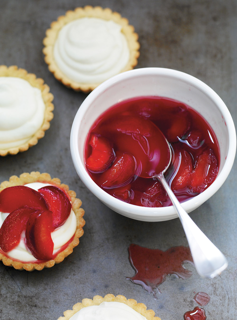Plum and White Chocolate Tartlets