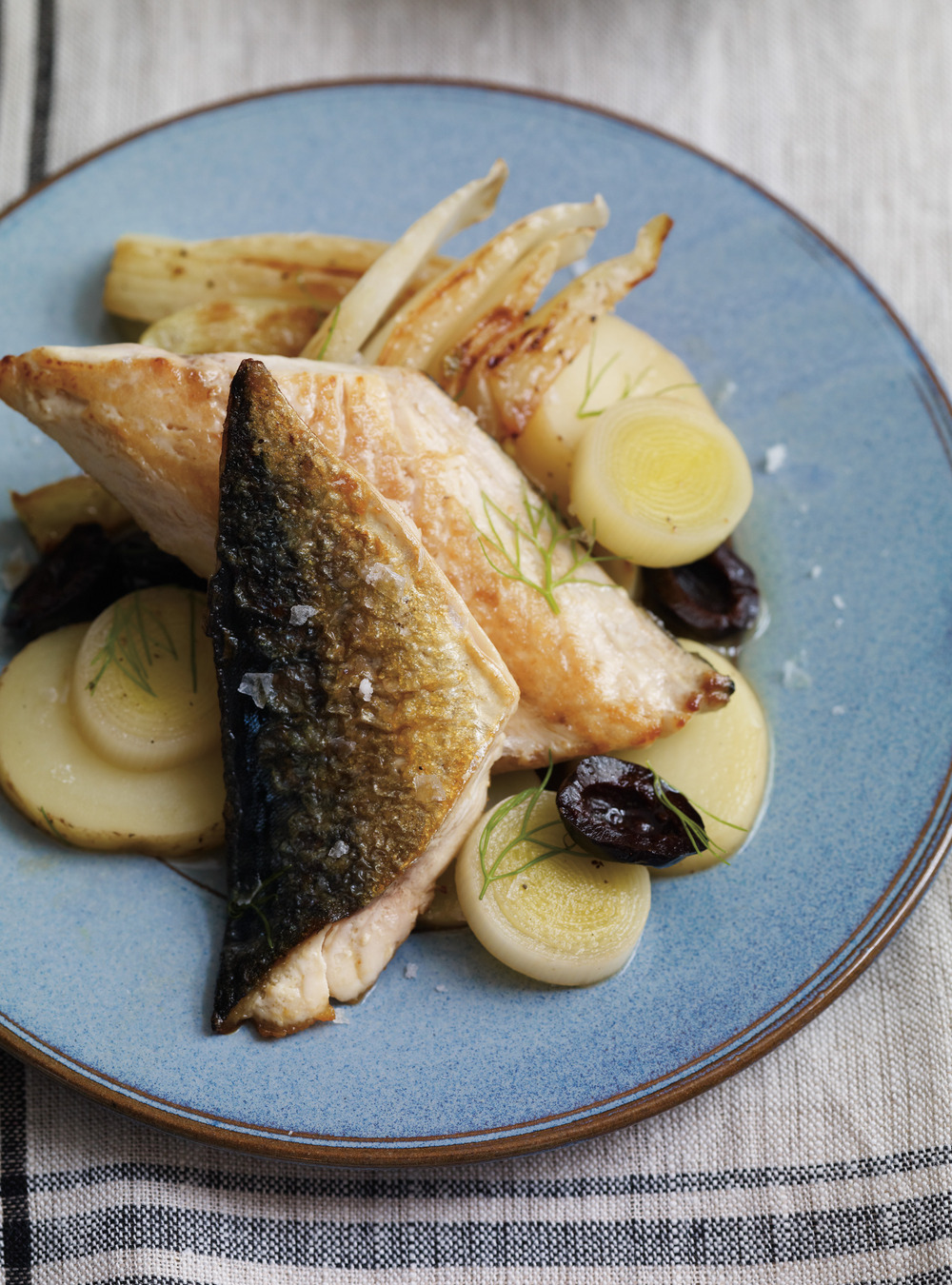 Seared Mackerel with Fennel, Potatoes and Olives