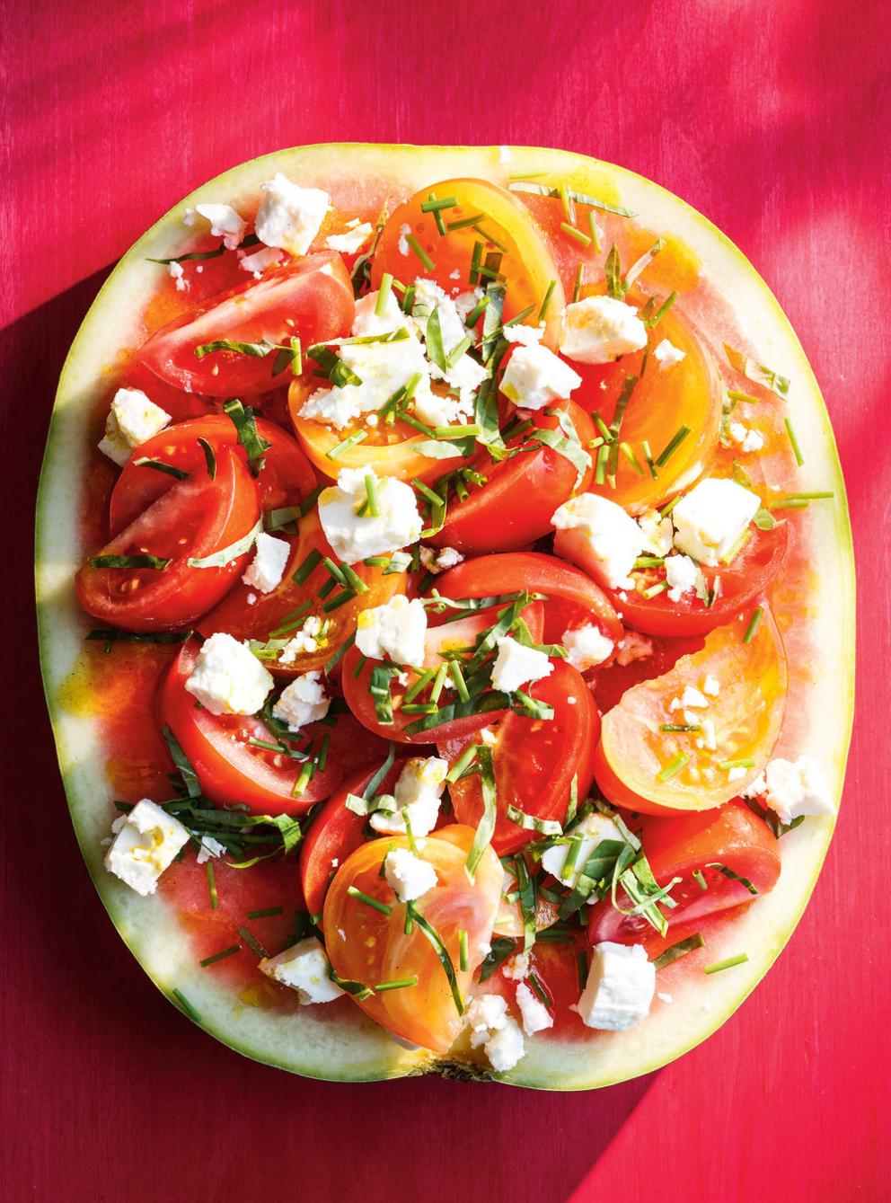 Tranche de melon d’eau, tomates, basilic et feta RICARDO