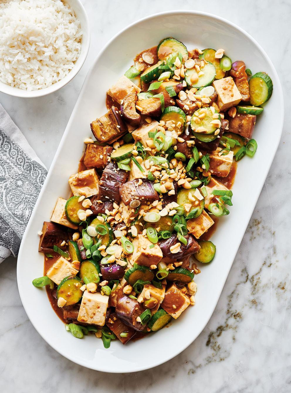 Sautéed Eggplant, Tofu and Cucumber with Peanut Sauce RICARDO
