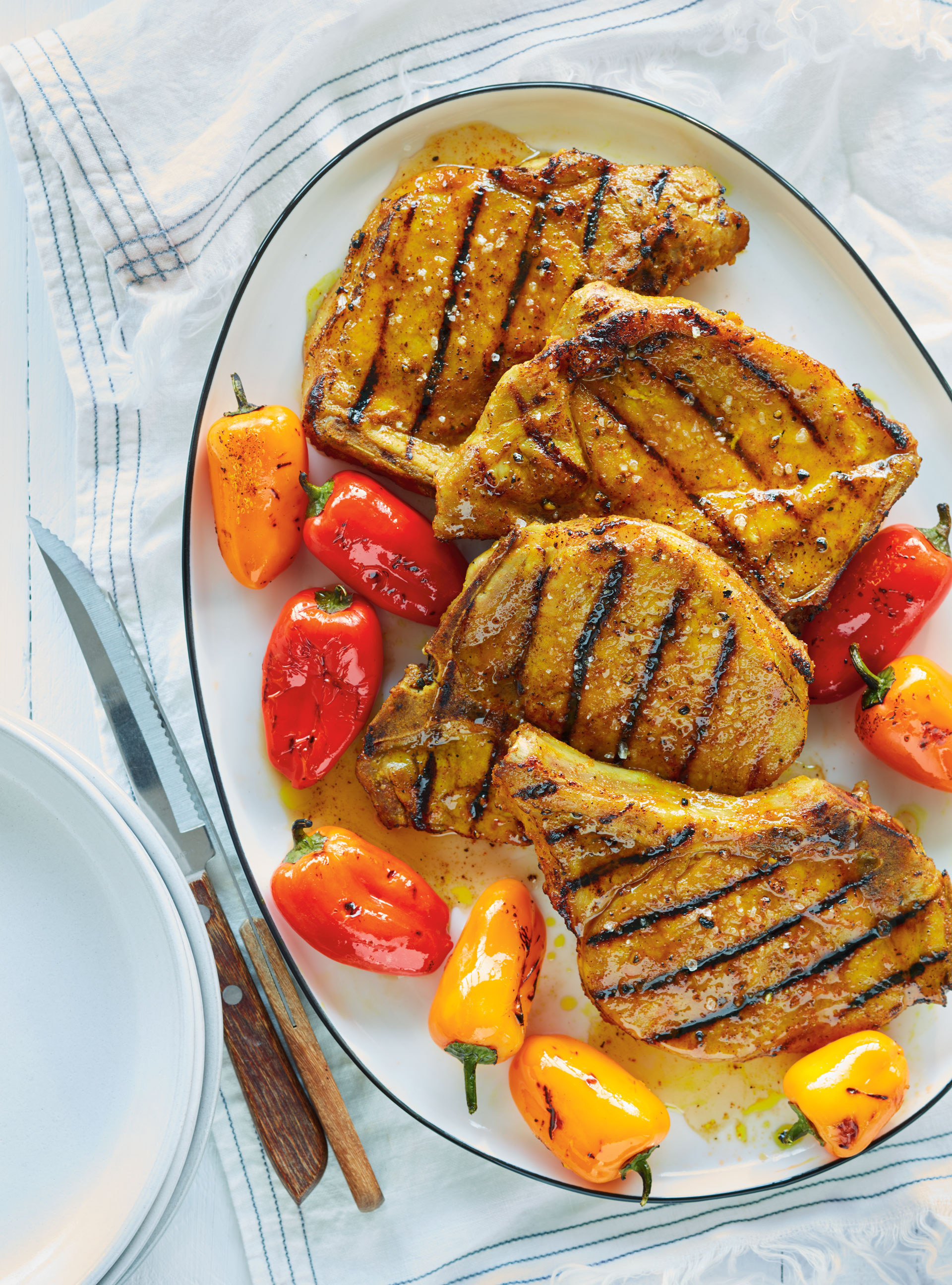 Grilled Pork Chops with Turmeric and Honey