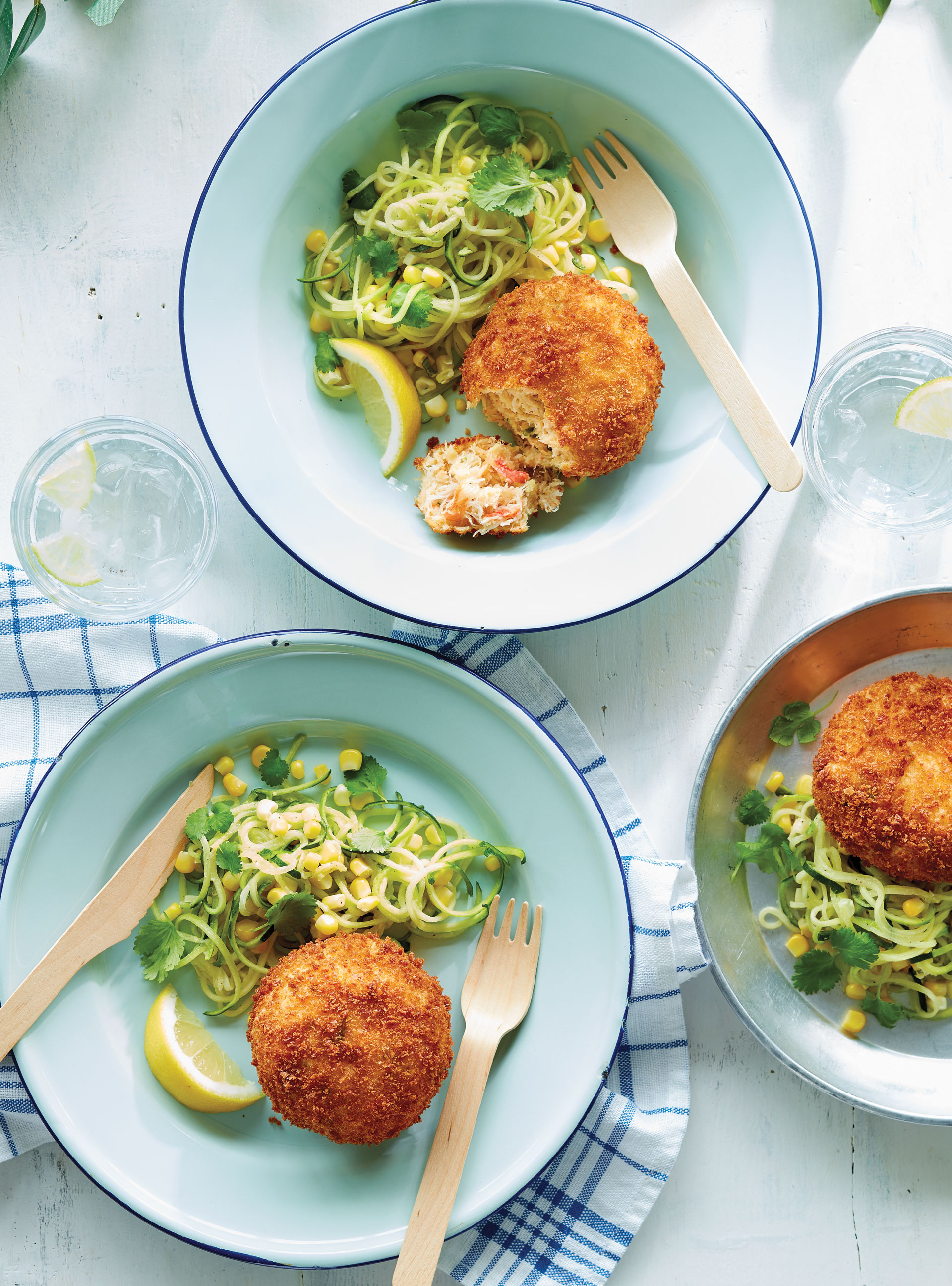 Crab Cakes with Zucchini and Corn Salad