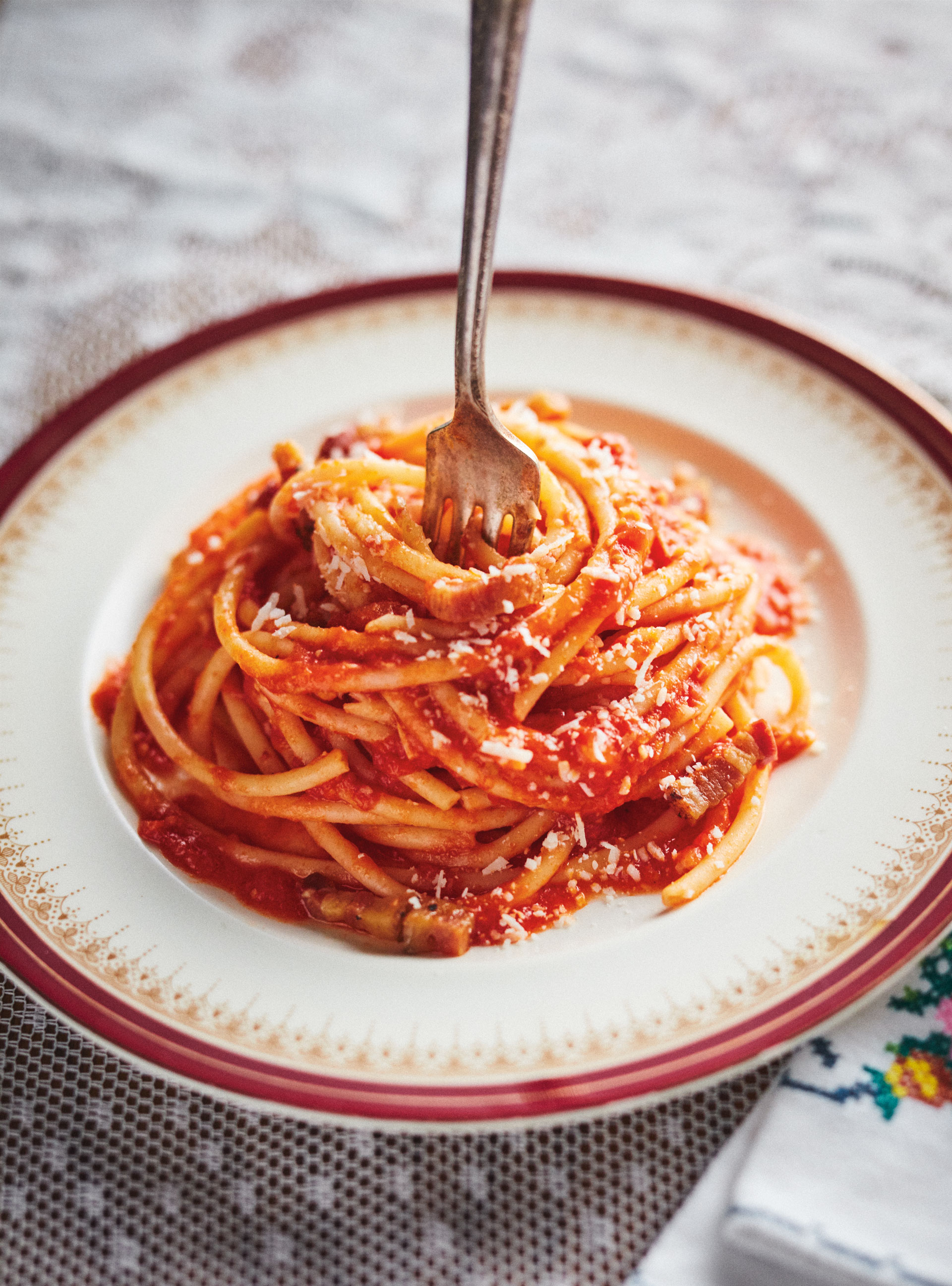 Bucatini All’amatriciana with Tomatoes and Pancetta