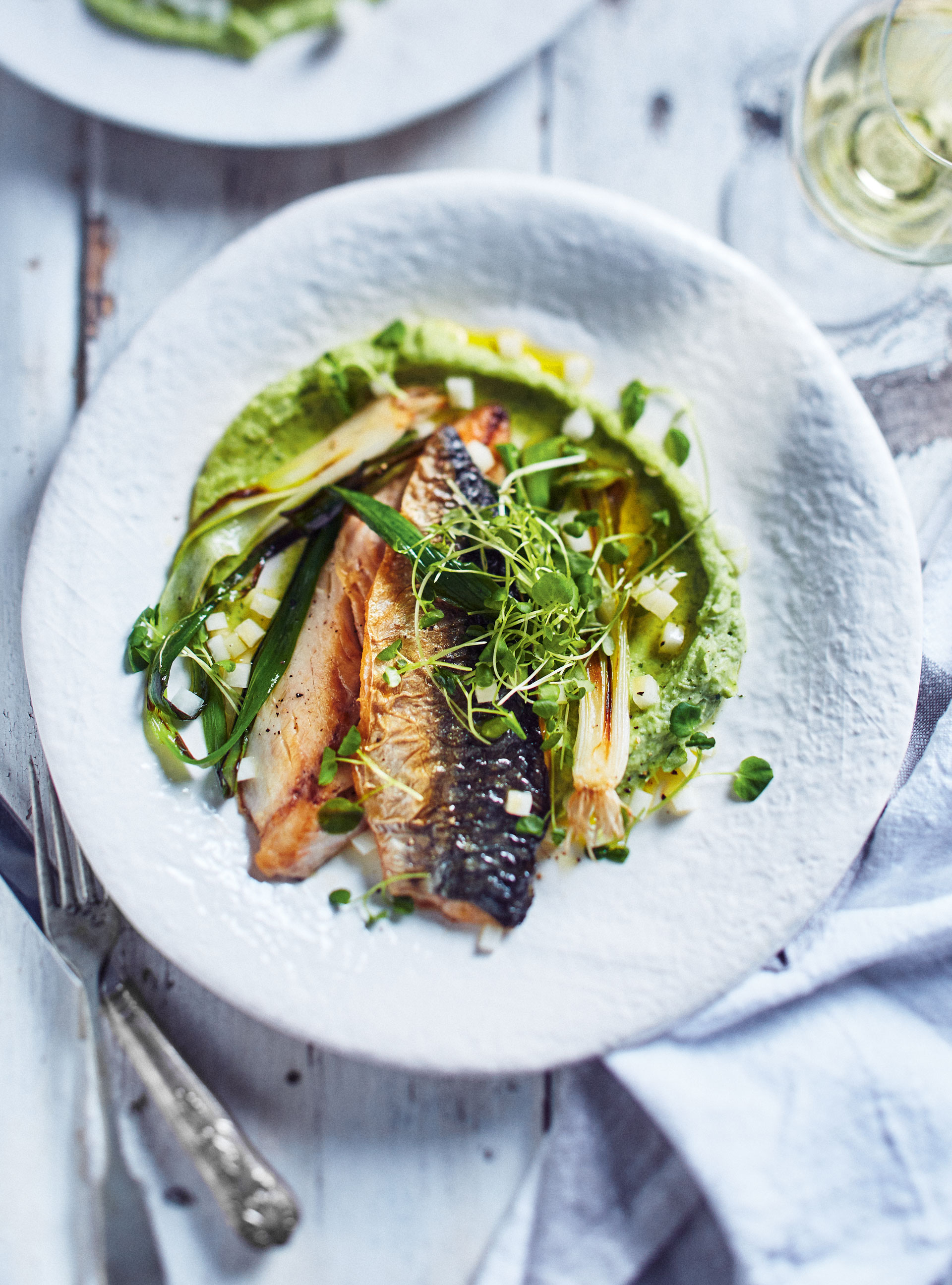 Seared Mackerel with Celeriac and Green Onion Purée