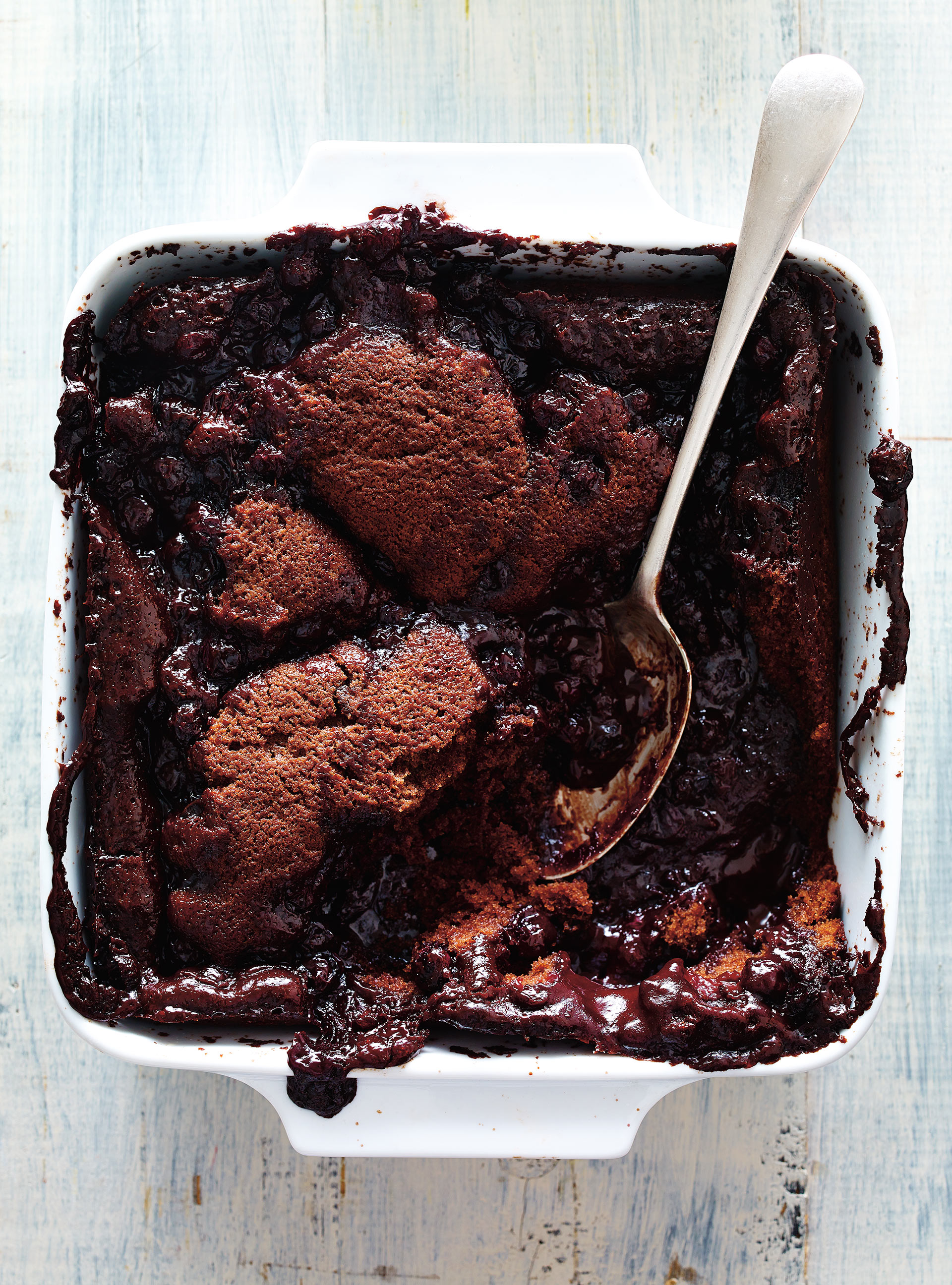 Chocolate and Blueberry Pudding Cake