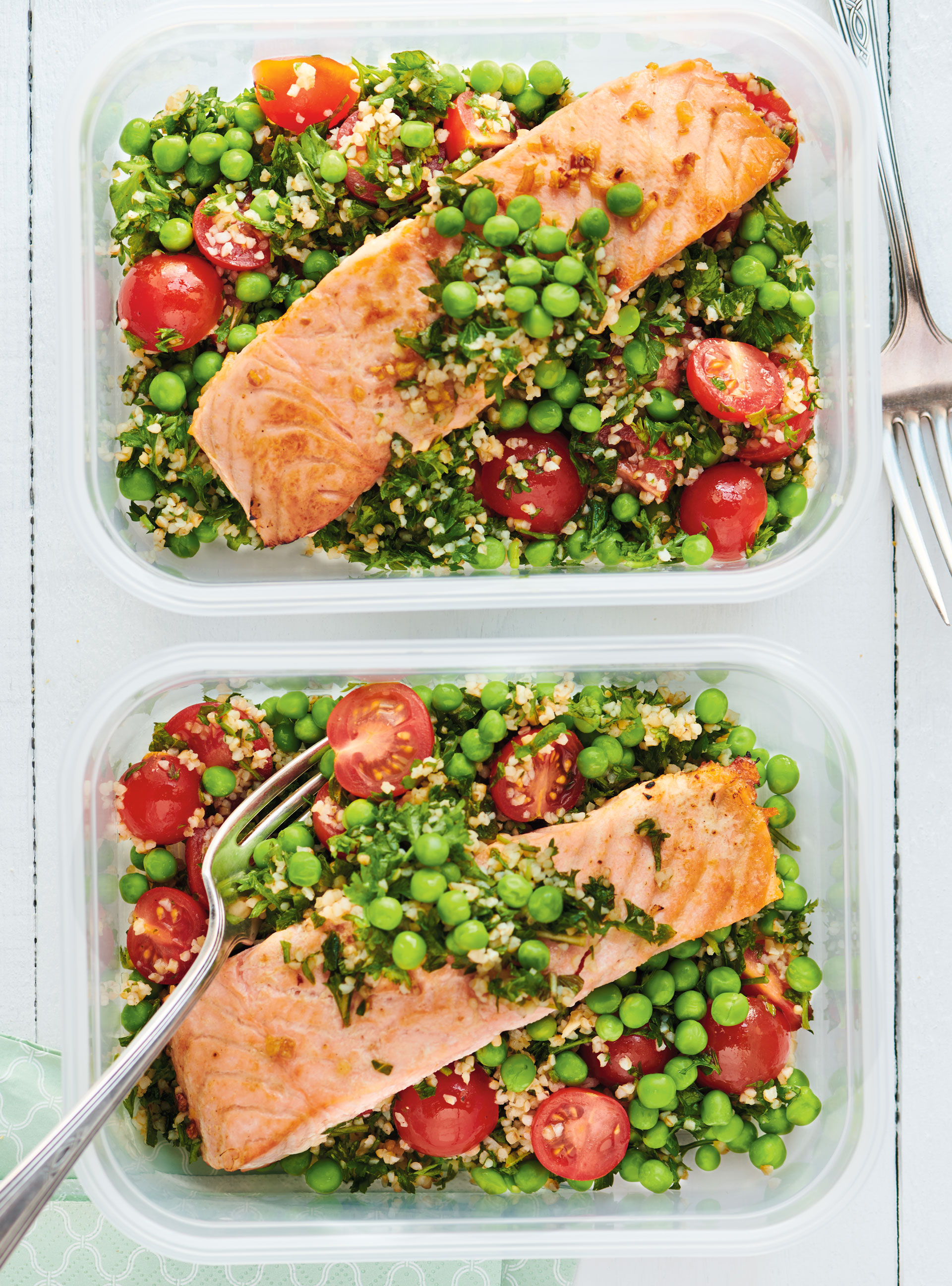 Cold Salmon with Tabbouleh and Peas