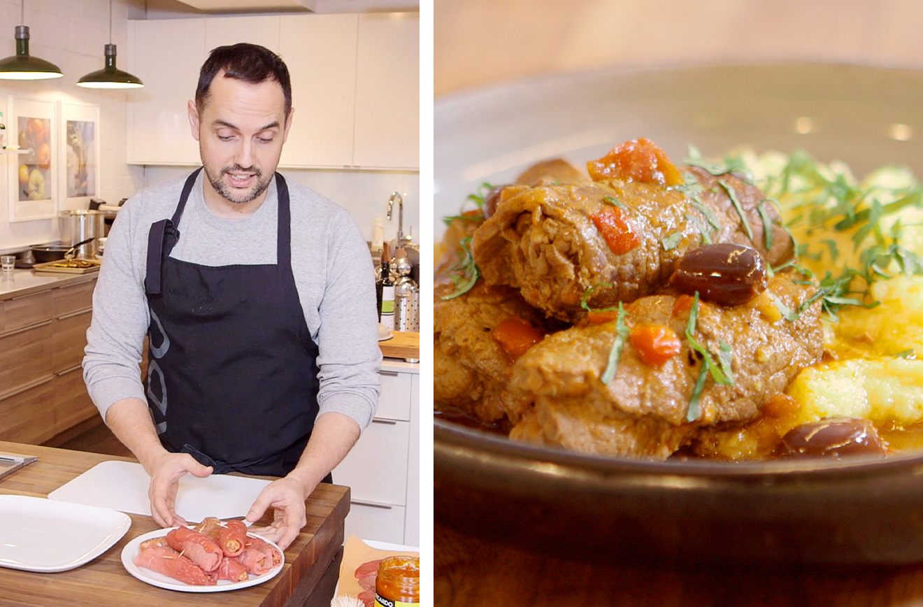 Étienne Marquis, chef à la cuisine de développement et son Involtinis de bœuf à la saucisse