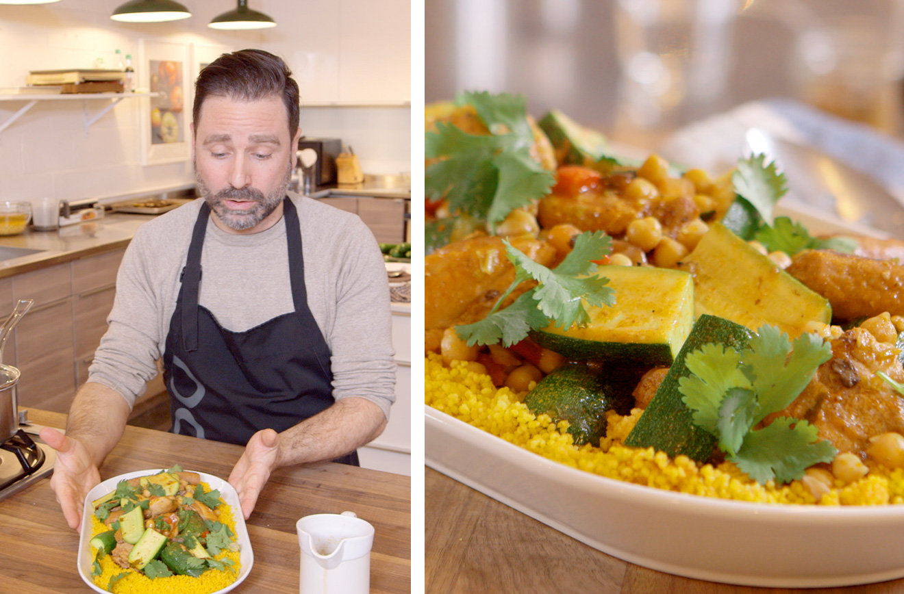 Nicolas Cadrin, Test Kitchen chef RICARDO and his Chicken merguez couscous